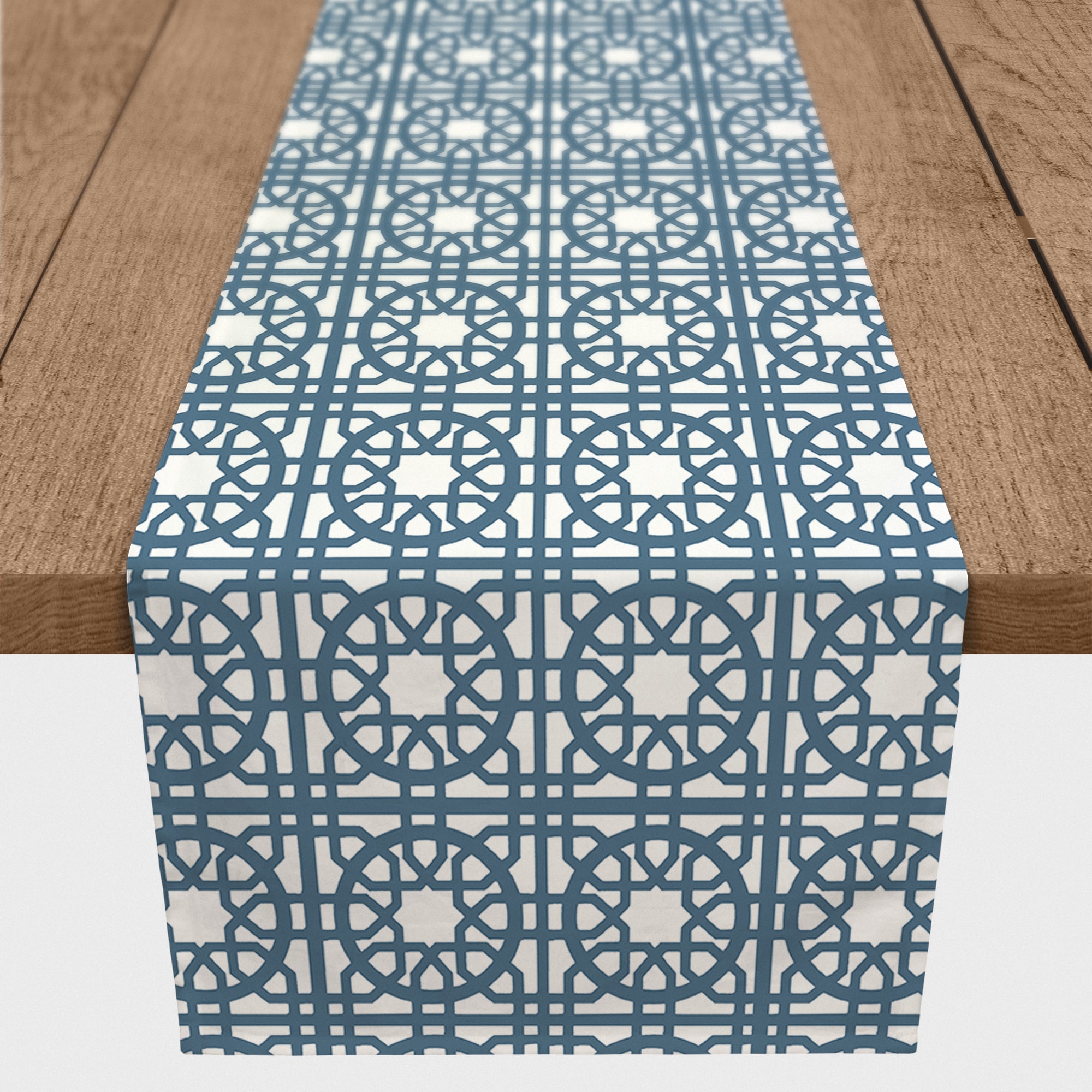 Geometric Blue Tiles Indoor/Outdoor Table Runner
