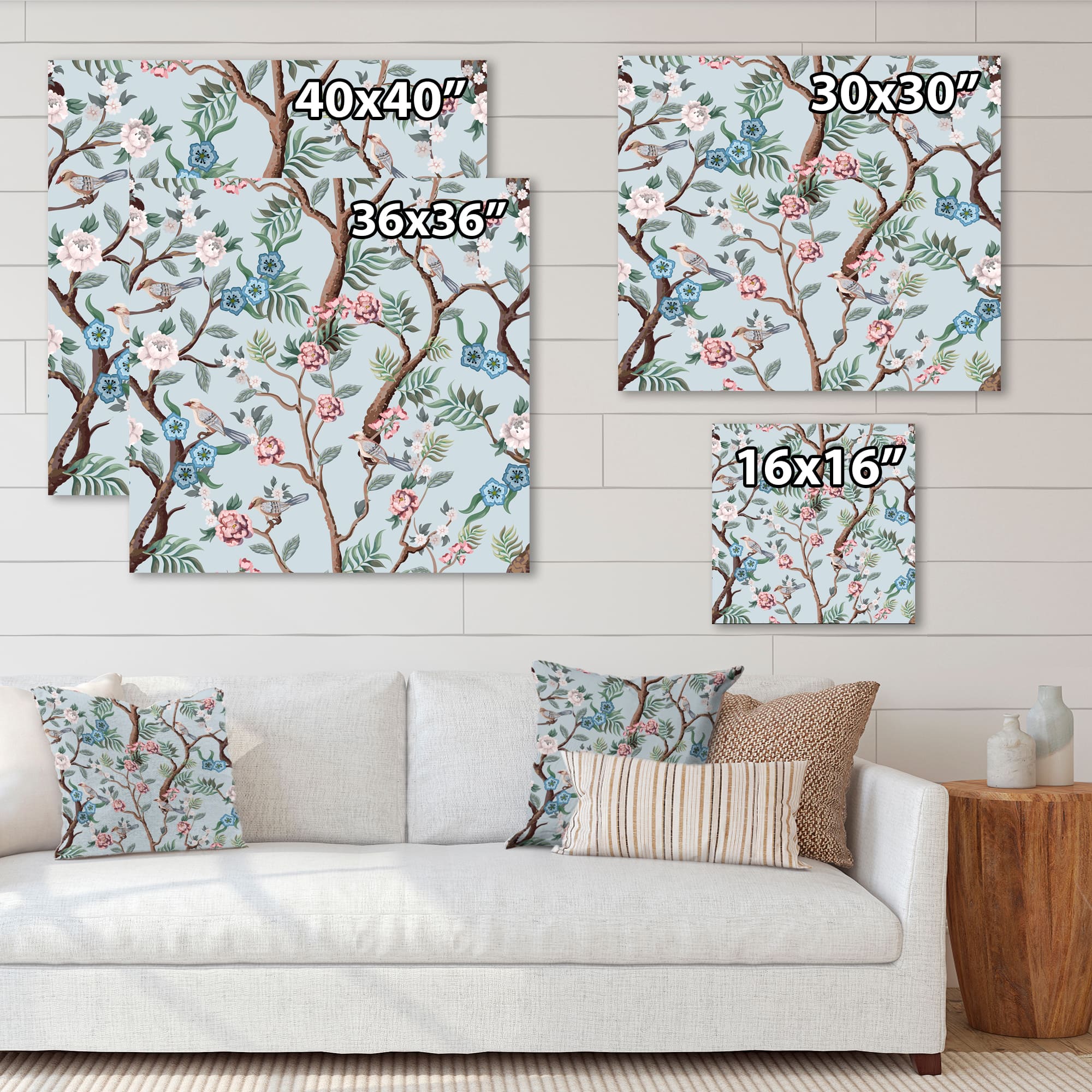 Designart - Chinoiserie With Birds and Peonies X - Traditional Canvas Wall Art Print