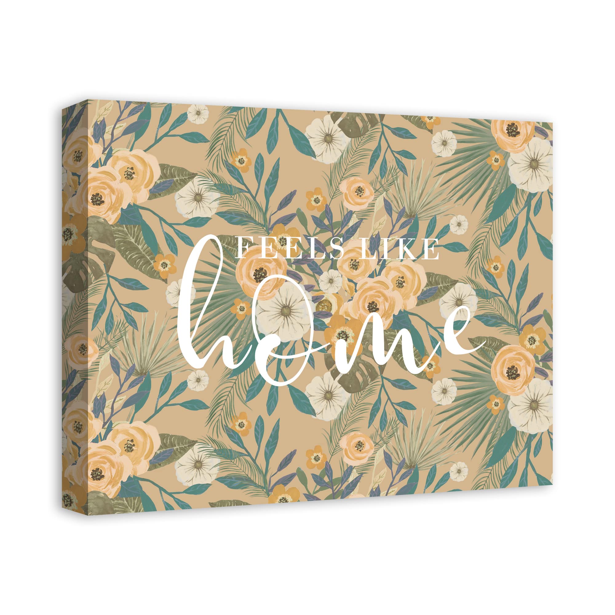 Feels Like Home Tropical Floral Canvas Wall Art