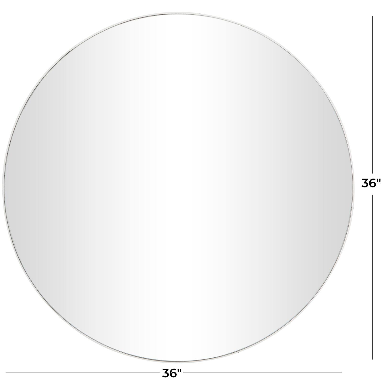 White Wood Thin Framed Wall Mirror 36" x 1" x 36"