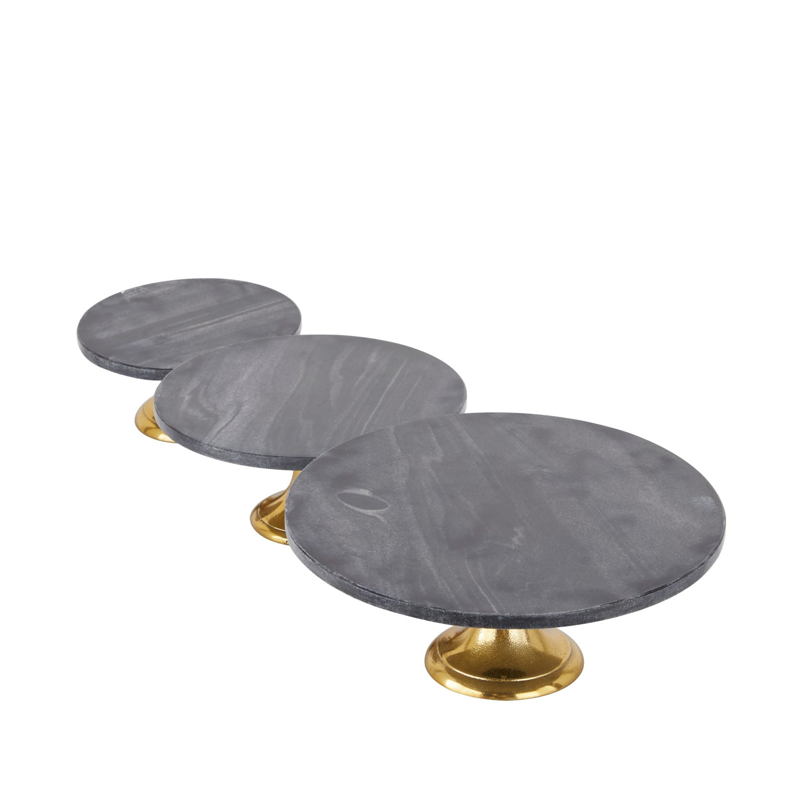 Set of 3 Black Aluminum Natural Cake Stand, 6" x 12" x 12"
