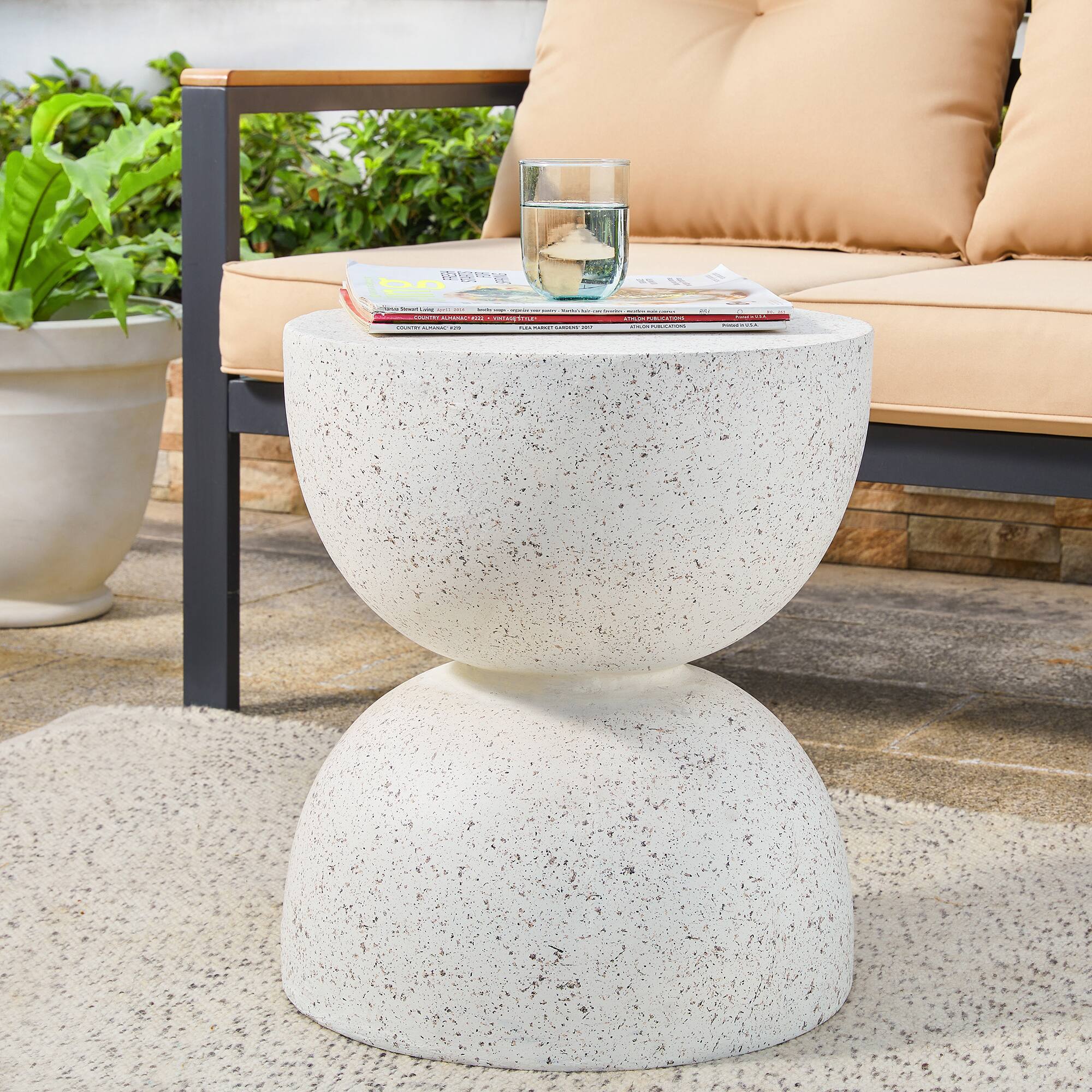 Glitzhome® 18" Multi-Functional Terrazzo Garden Stool