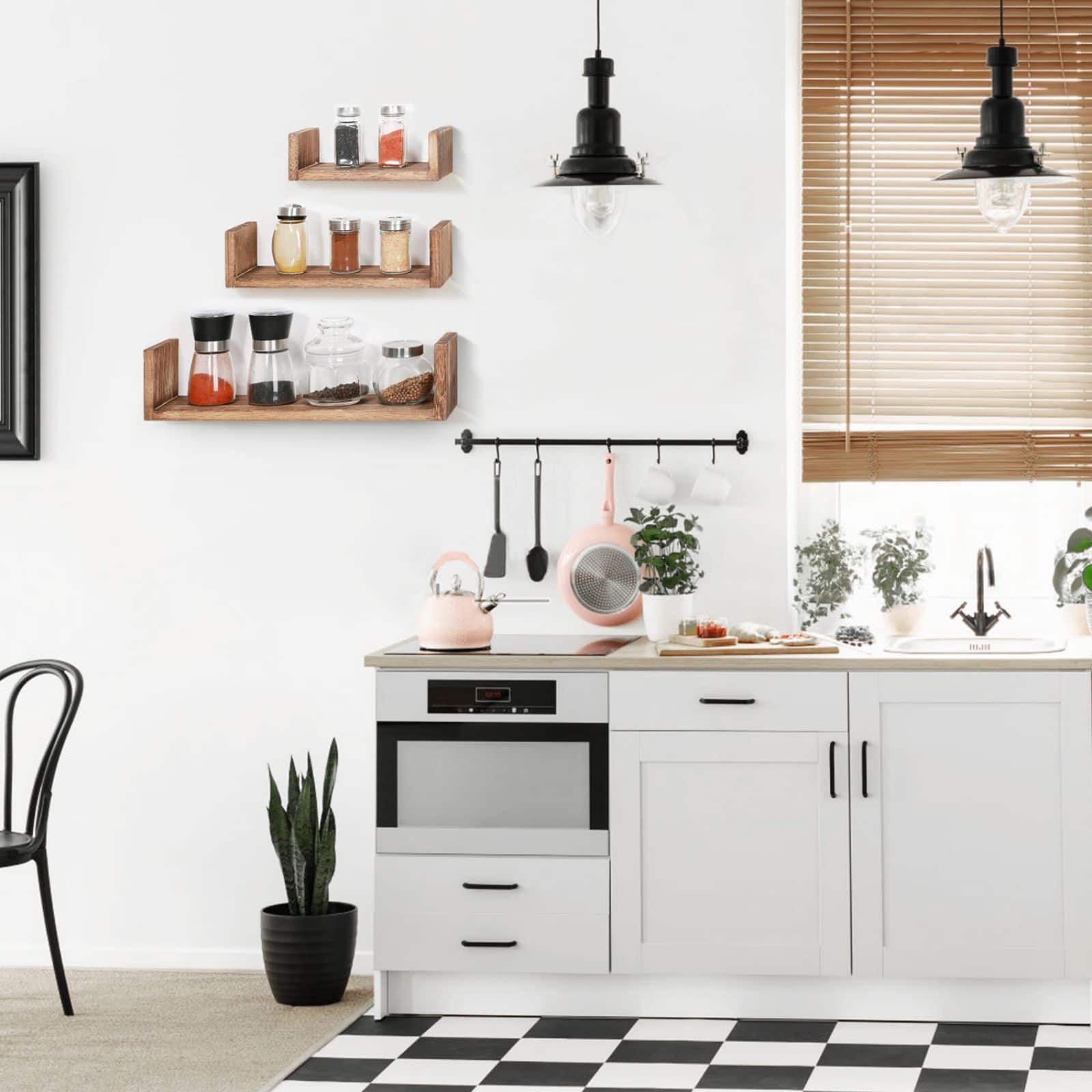 NEX™ Brown Wood Floating Shelves Set