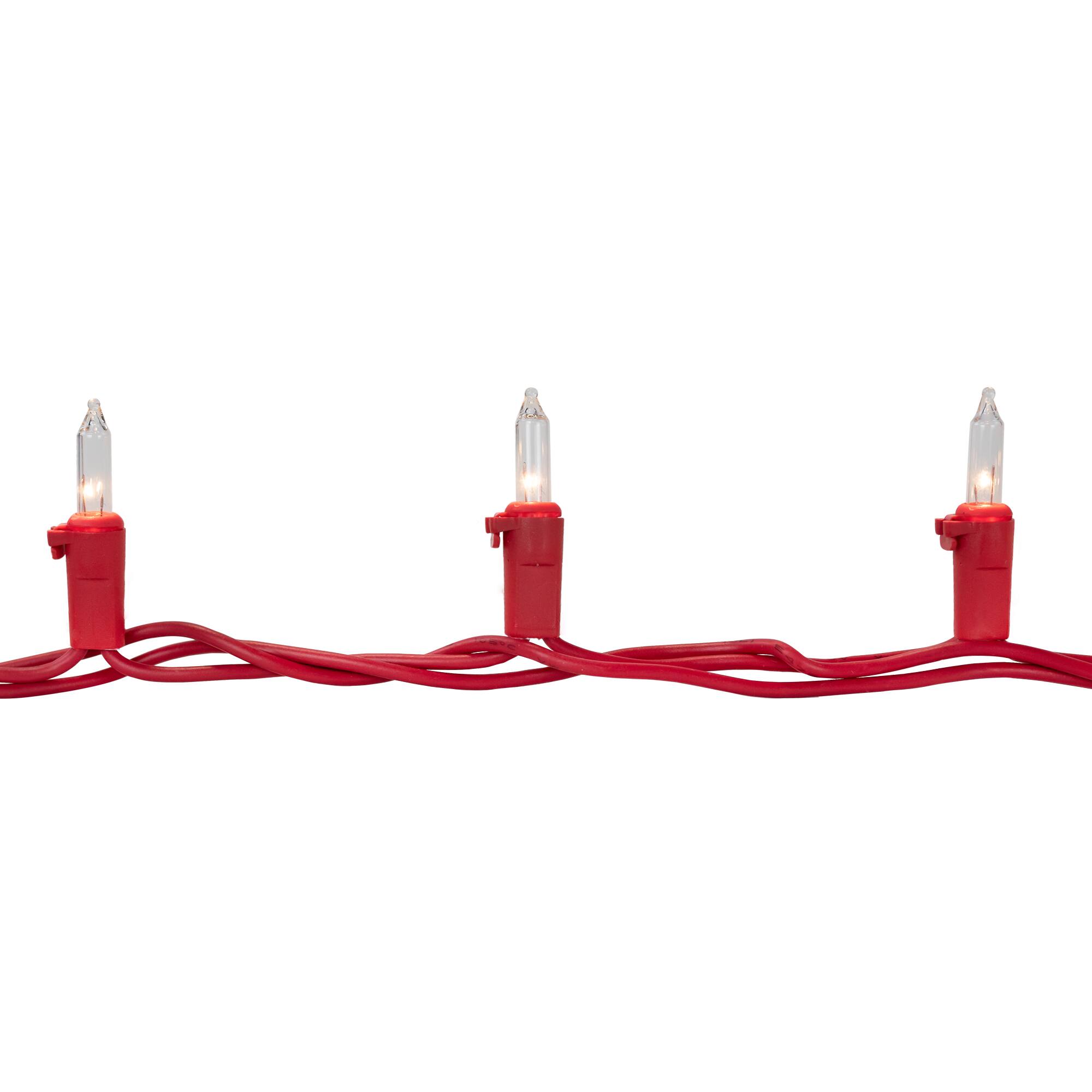 50ct Clear Mini Valentine's Day Light Set 10ft Red Wire