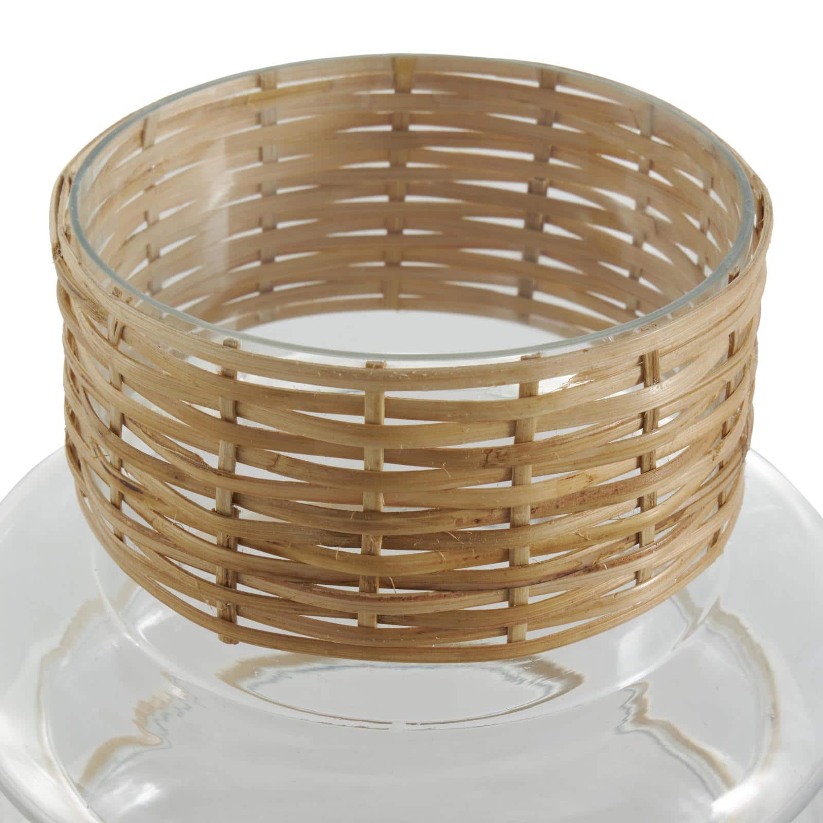 Clear Rattan Wrapped Glass Bubble Vase Set