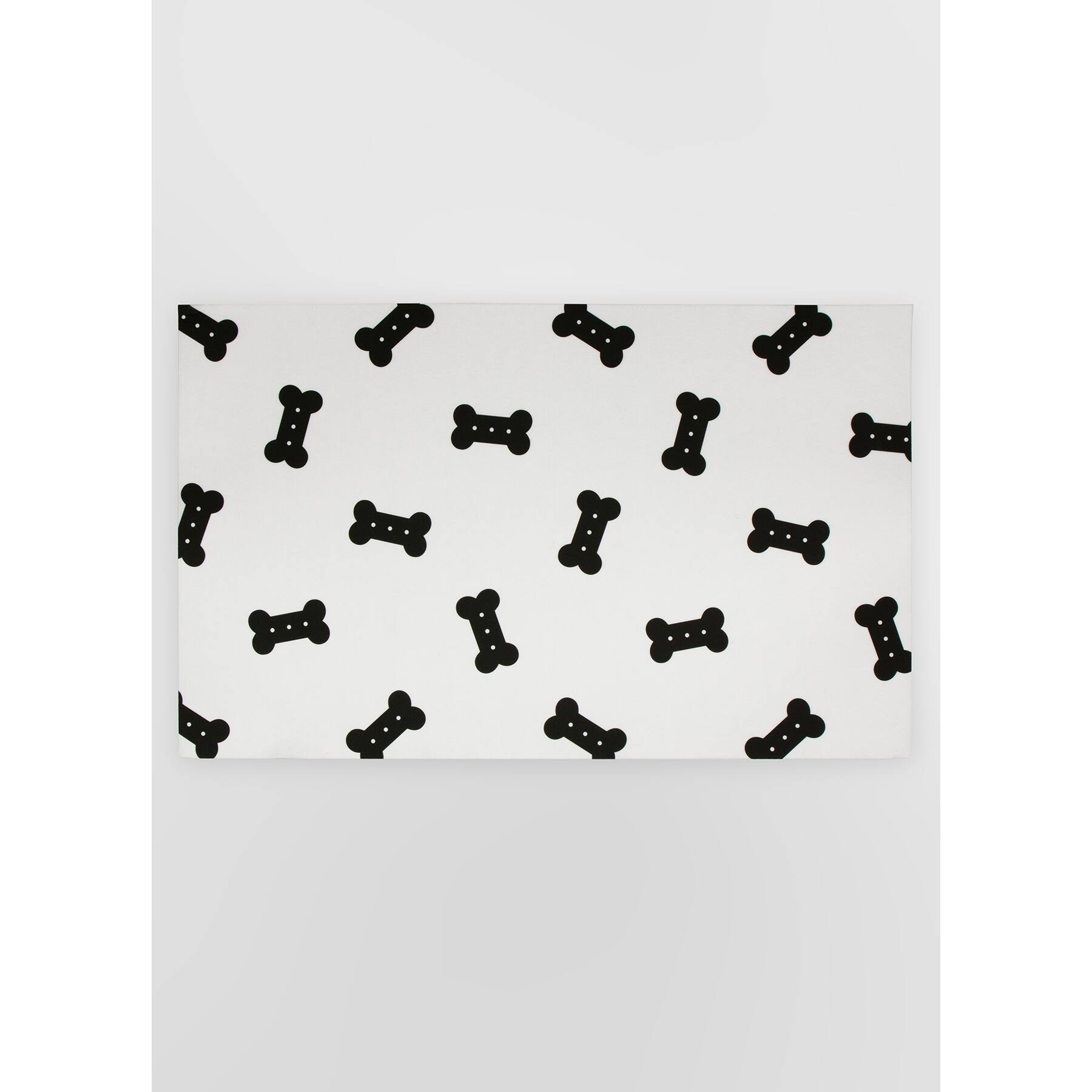 FloorPops Bones Black & White Washable Felt Floor Mat, 18" x 30"