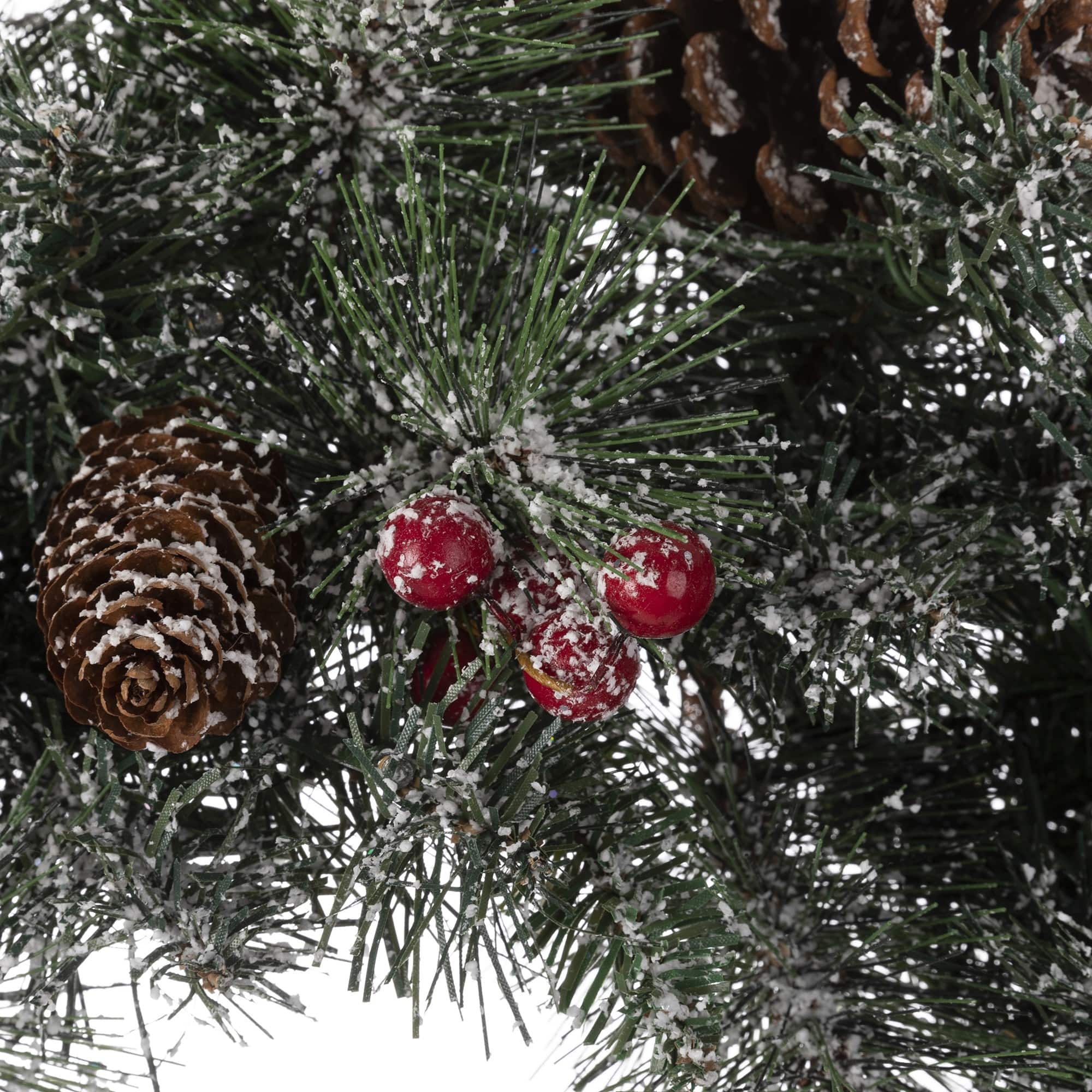Glitzhome® 24" LED Glittered Pinecone Christmas Wreath