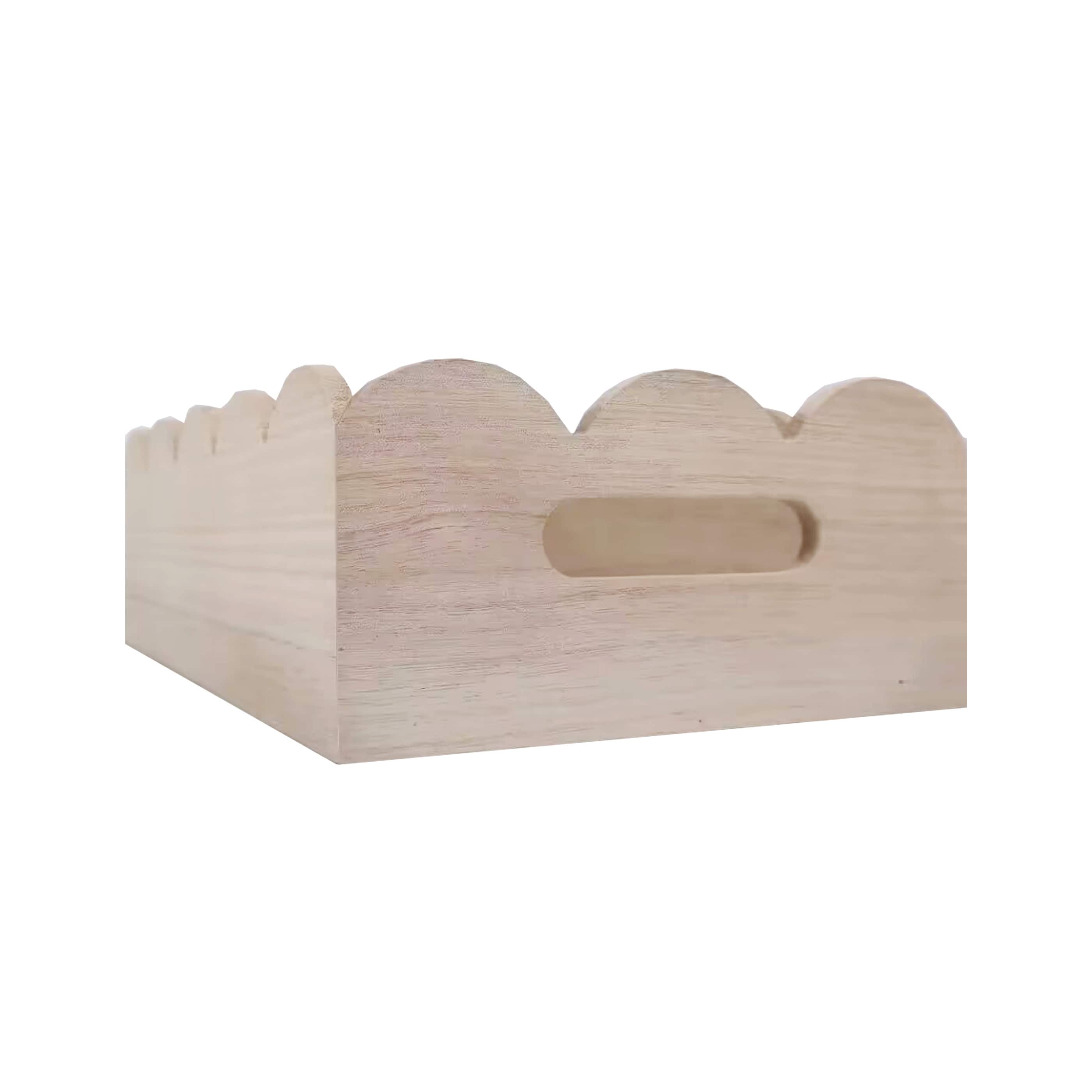 6 Pack: 14" x 8.5" x 4.25" Scalloped Wood Crate by Make Market®