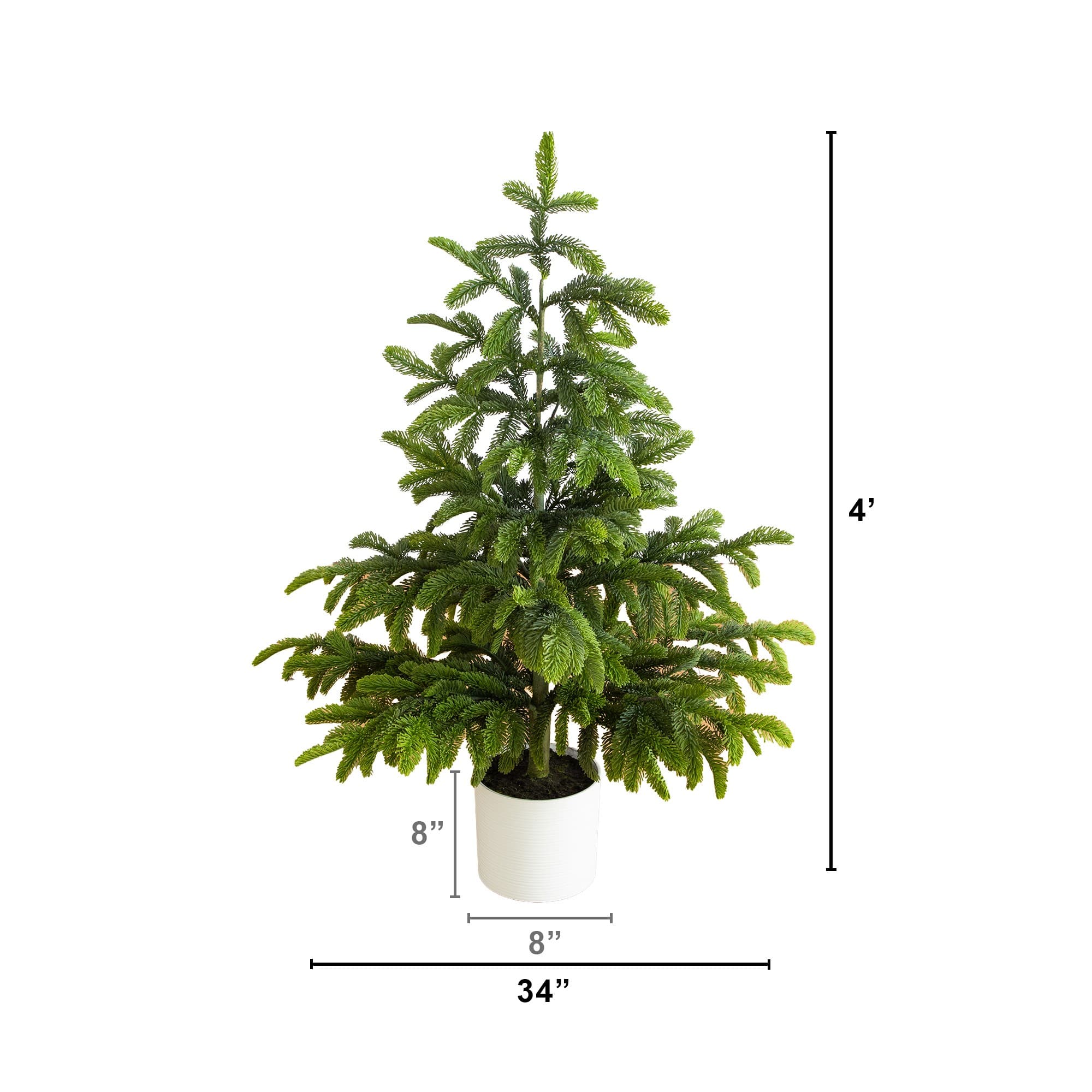 Nearly Natural 4ft. Unlit Artificial Real Touch Fir Christmas Tree in White Decorative Planter