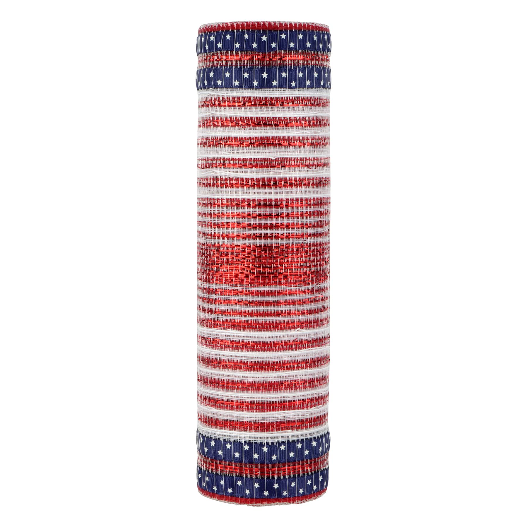 9.5" x 3.3yd. Red, White & Blue Stars & Stripes Mesh by Celebrate It™