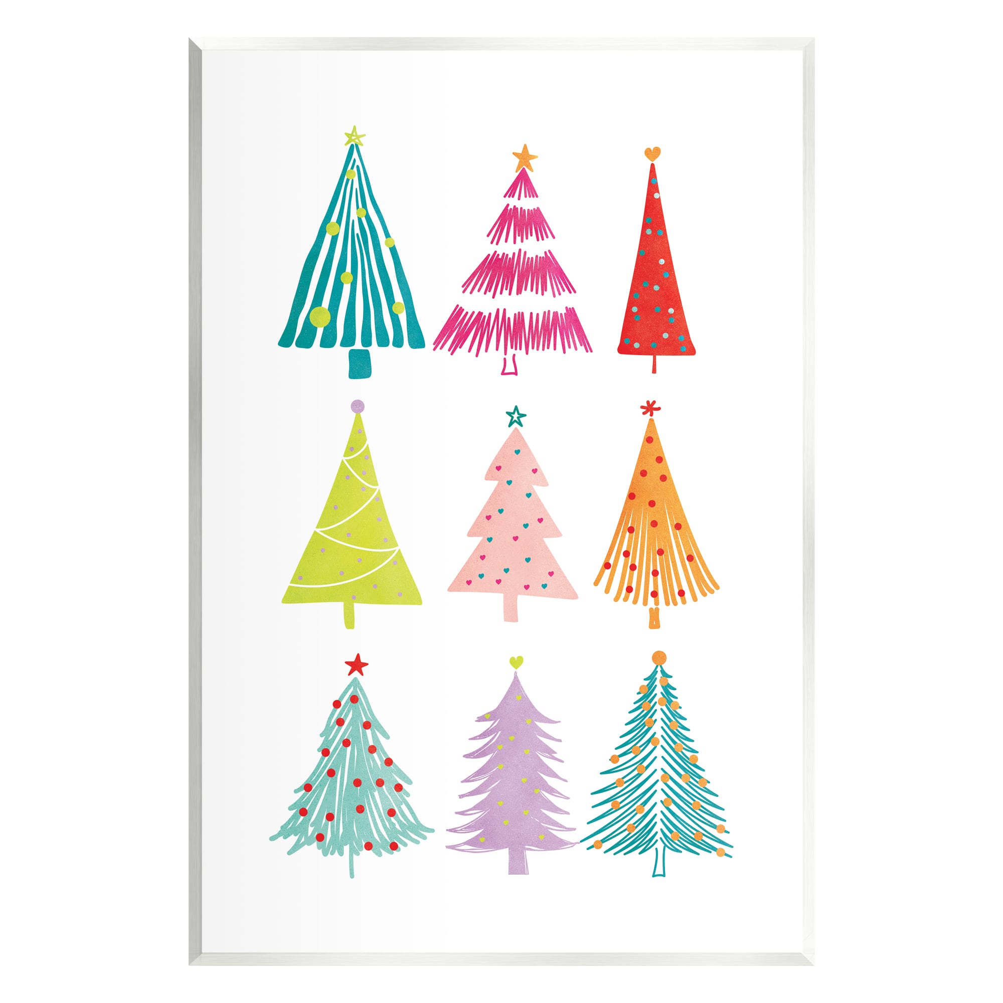 Stupell Industries Varied Fun Christmas Trees Wall Plaque Art