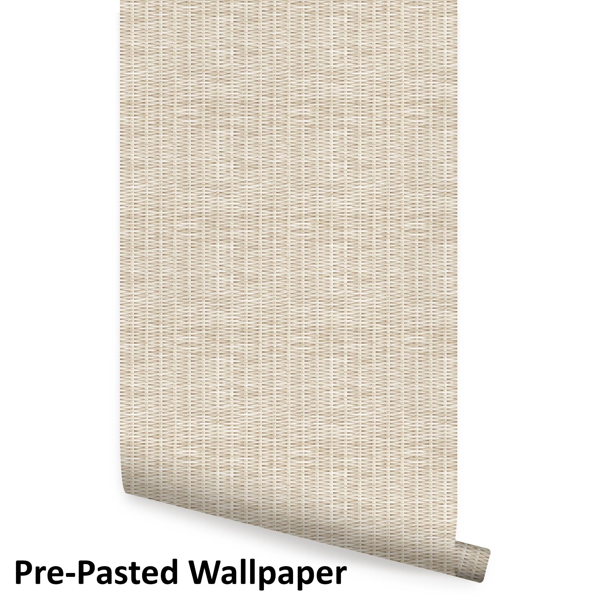 Simple Shapes Coastal Cane Weave Look Pre-Pasted Wallpaper Rolls, 2ct.