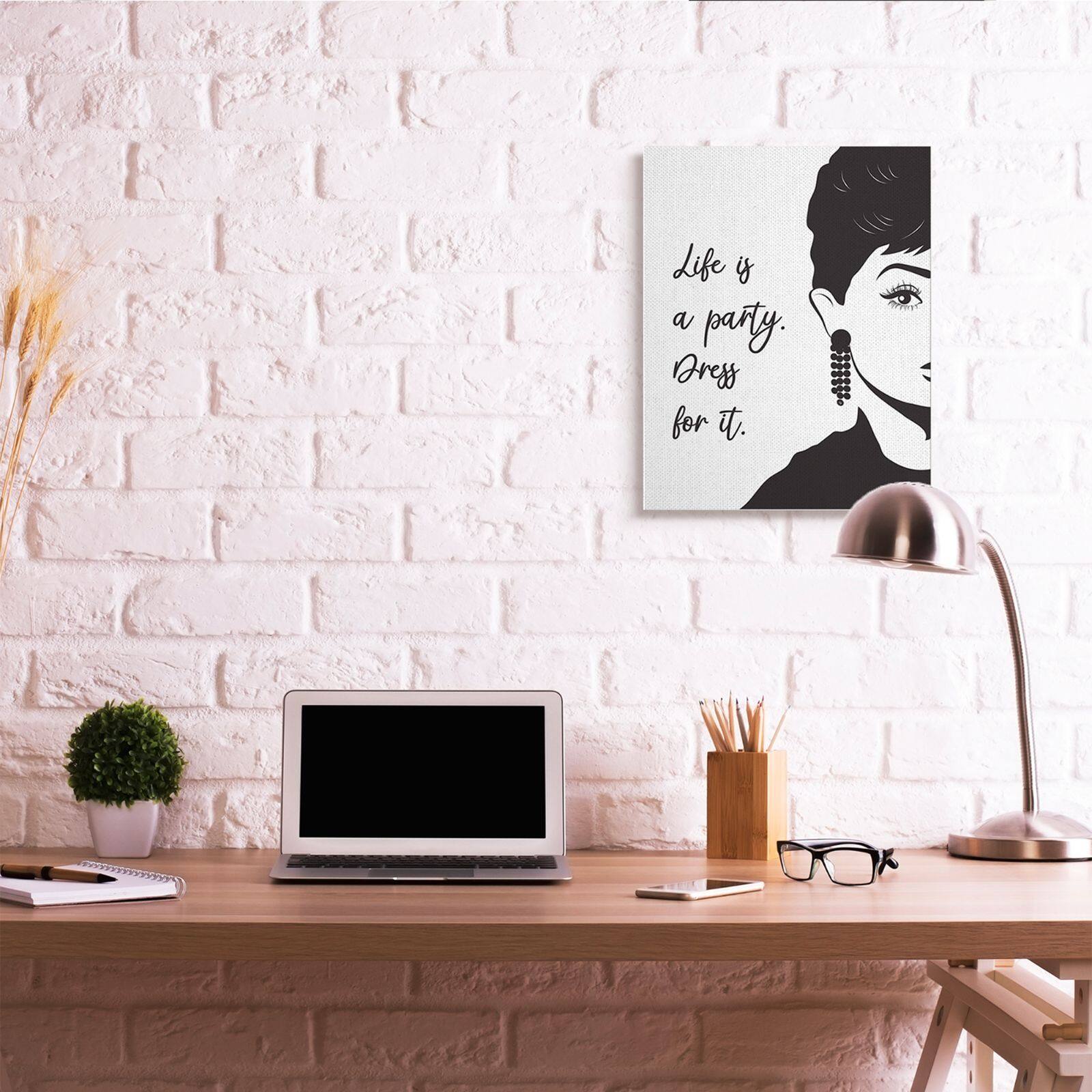 Stupell Industries Life's a Party Audrey Portrait Canvas Wall Art
