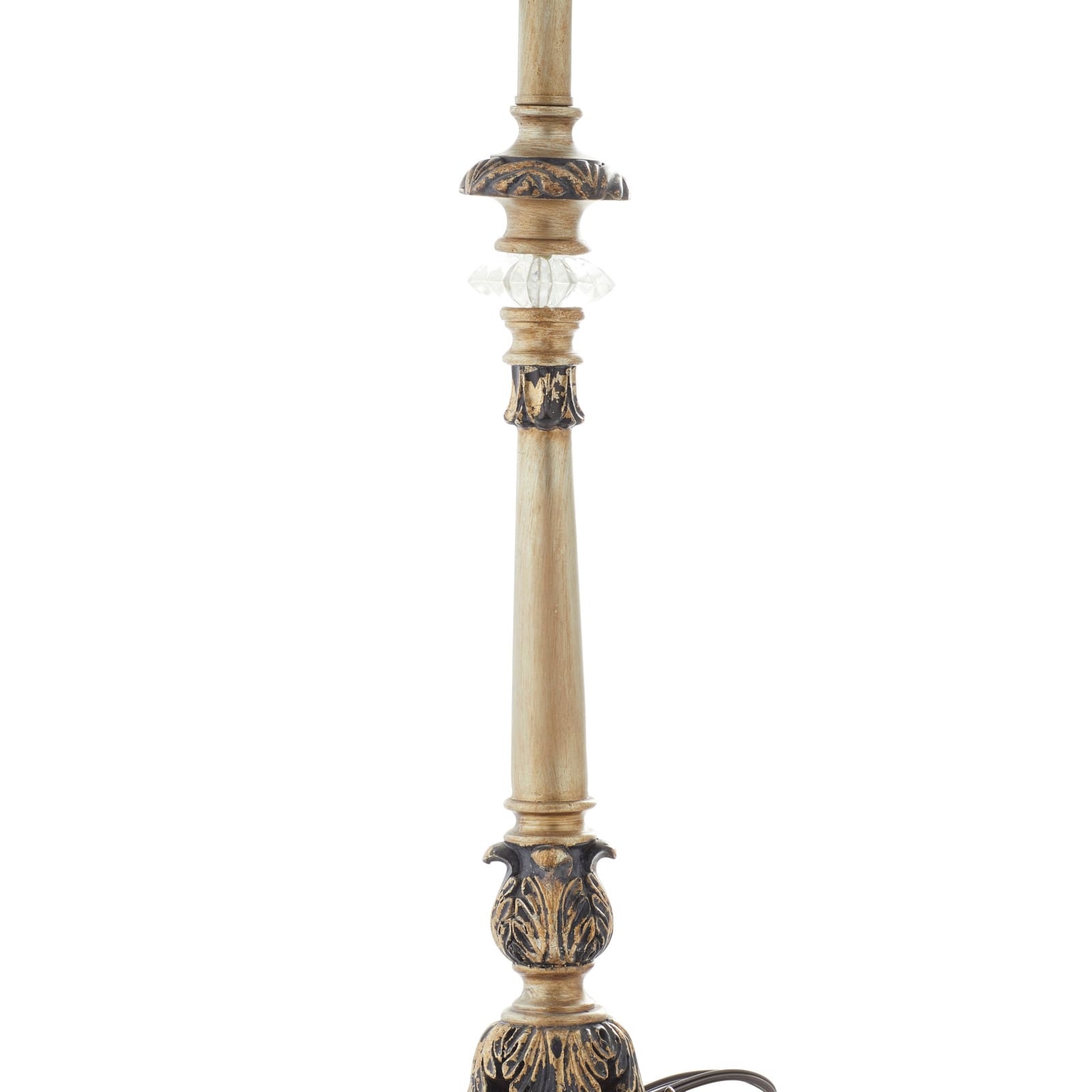 Set of 2 Tuscan Hexagonal Gold Metal and Polystone Floral Buffet Lamp, 32.50" x 11" x 11"