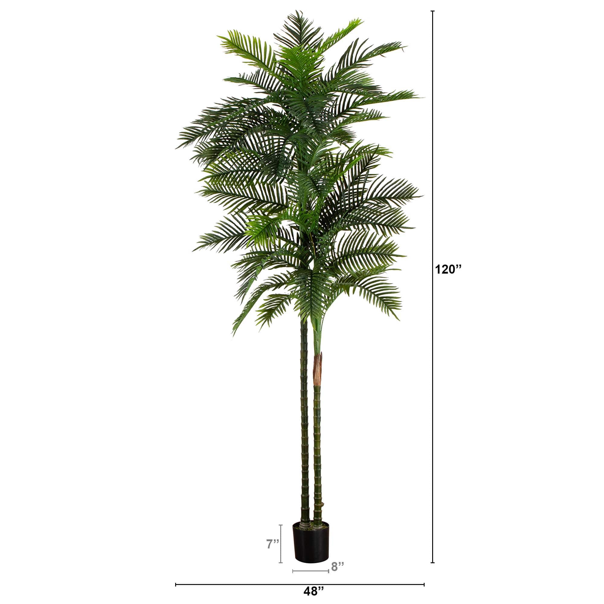10ft. Potted Green UV Resistant Artificial Double Robellini Palm Tree
