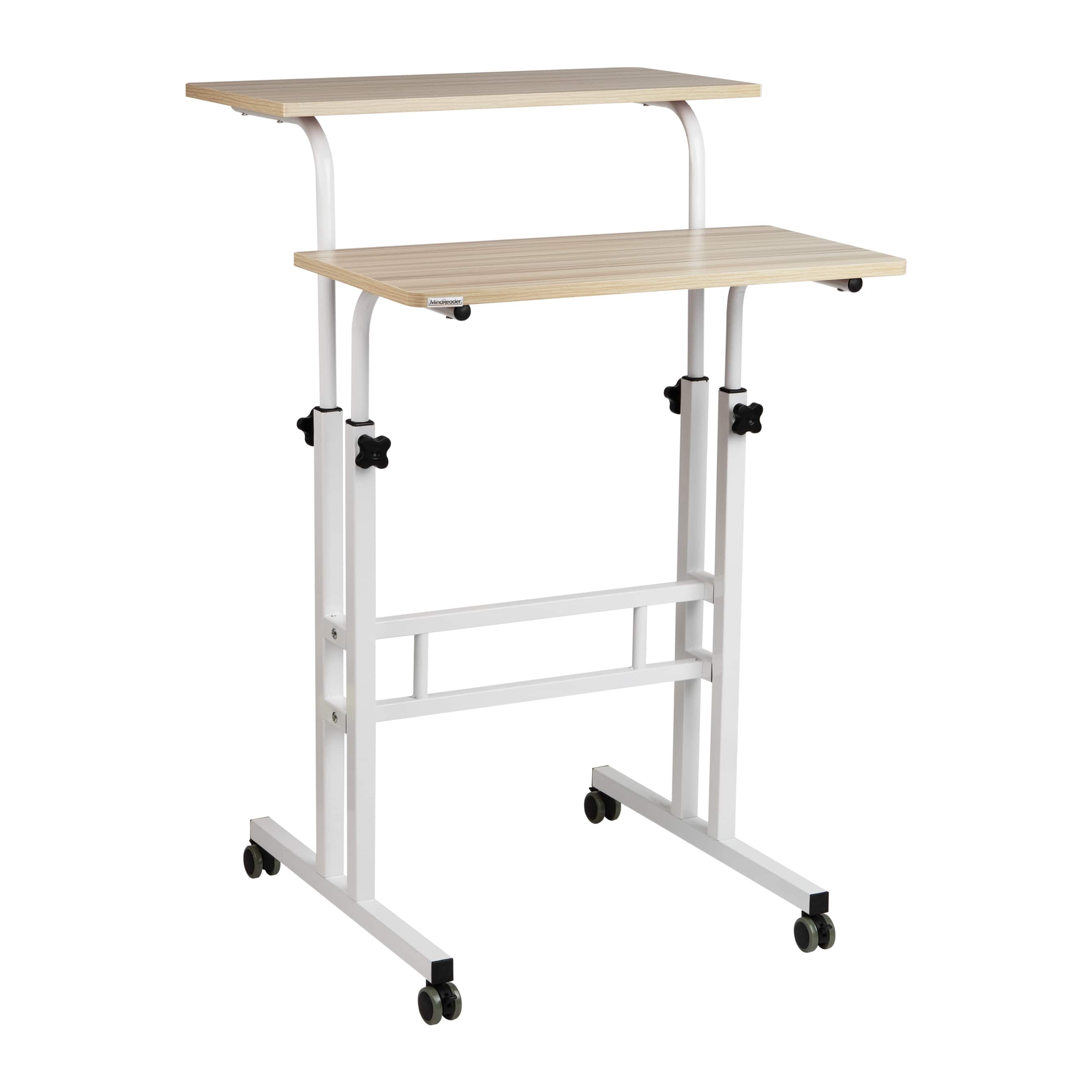Mind Reader Woodland Collection White Adjustable Mobile Sit & Stand Laptop Desk
