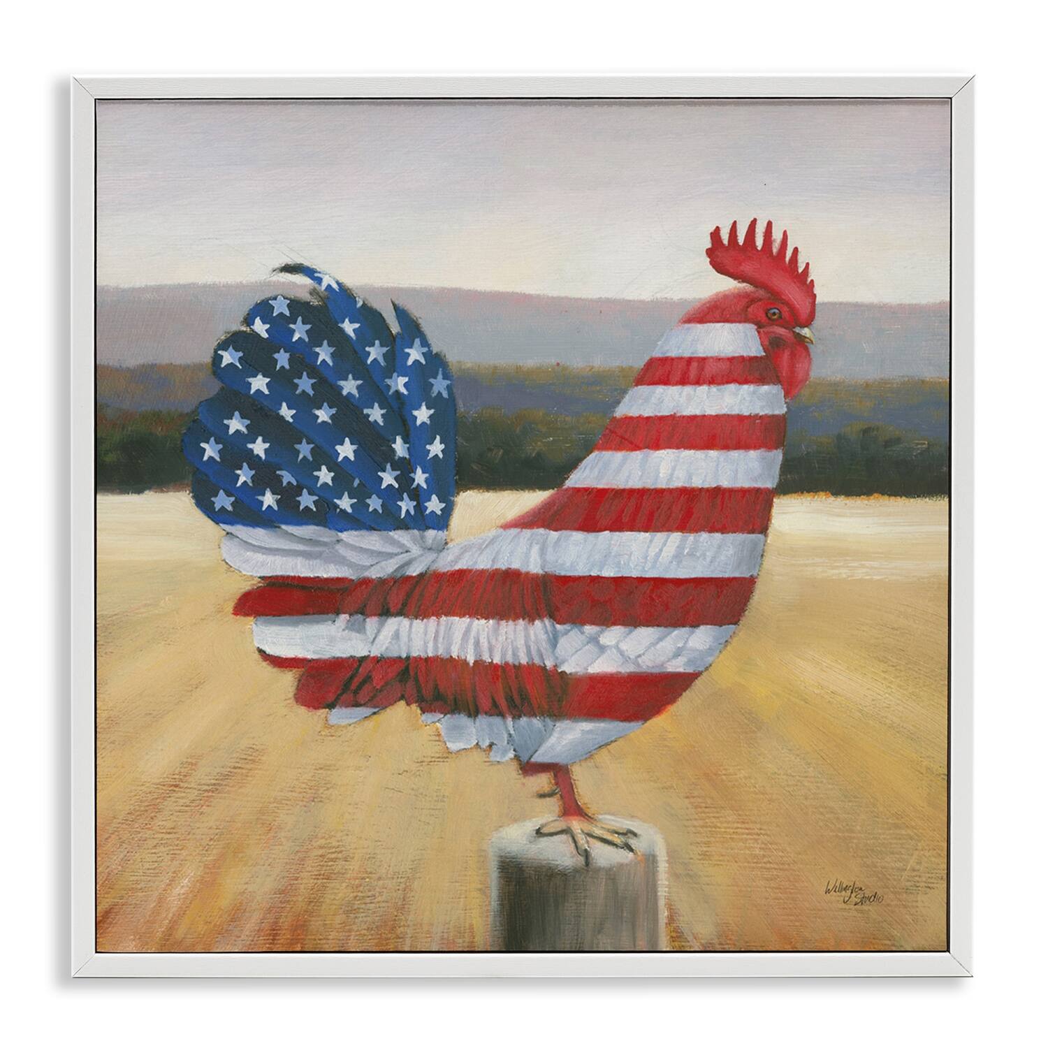 Stupell Industries American Flag Rooster Framed Giclee Art