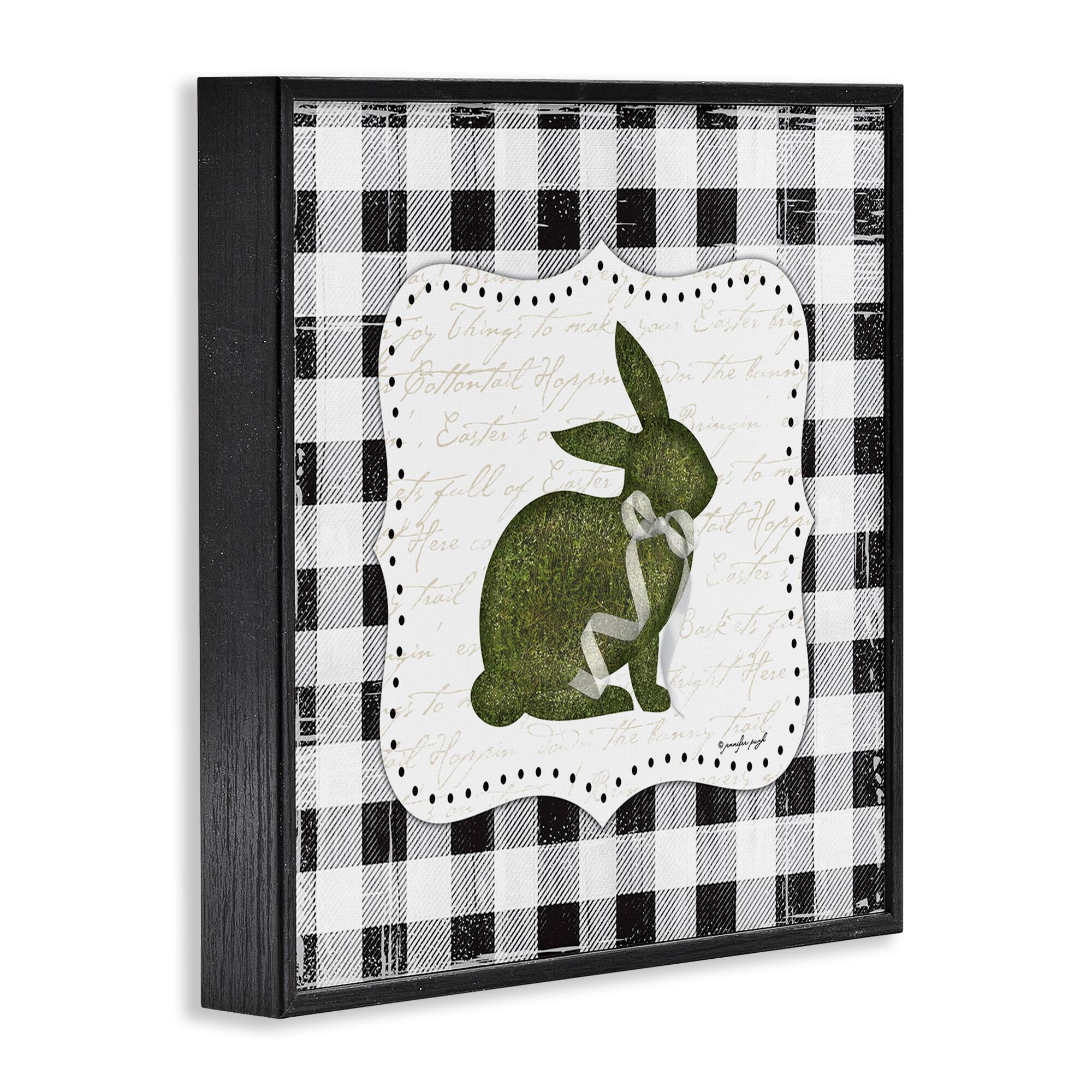 Stupell Industries Festive Easter Bunny Ribbon Spring Plaid Pattern Framed Giclee Art