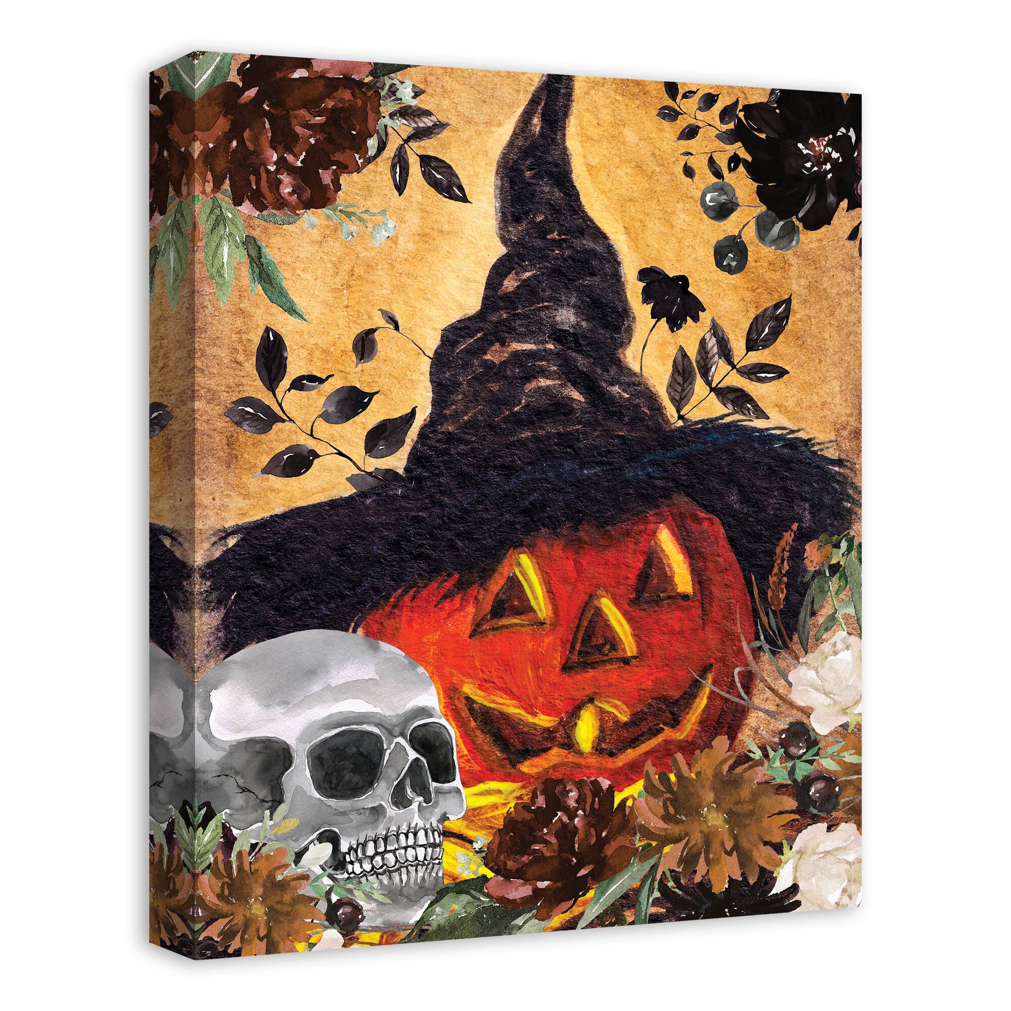 Watercolor Halloween Still Life Canvas Wall Art