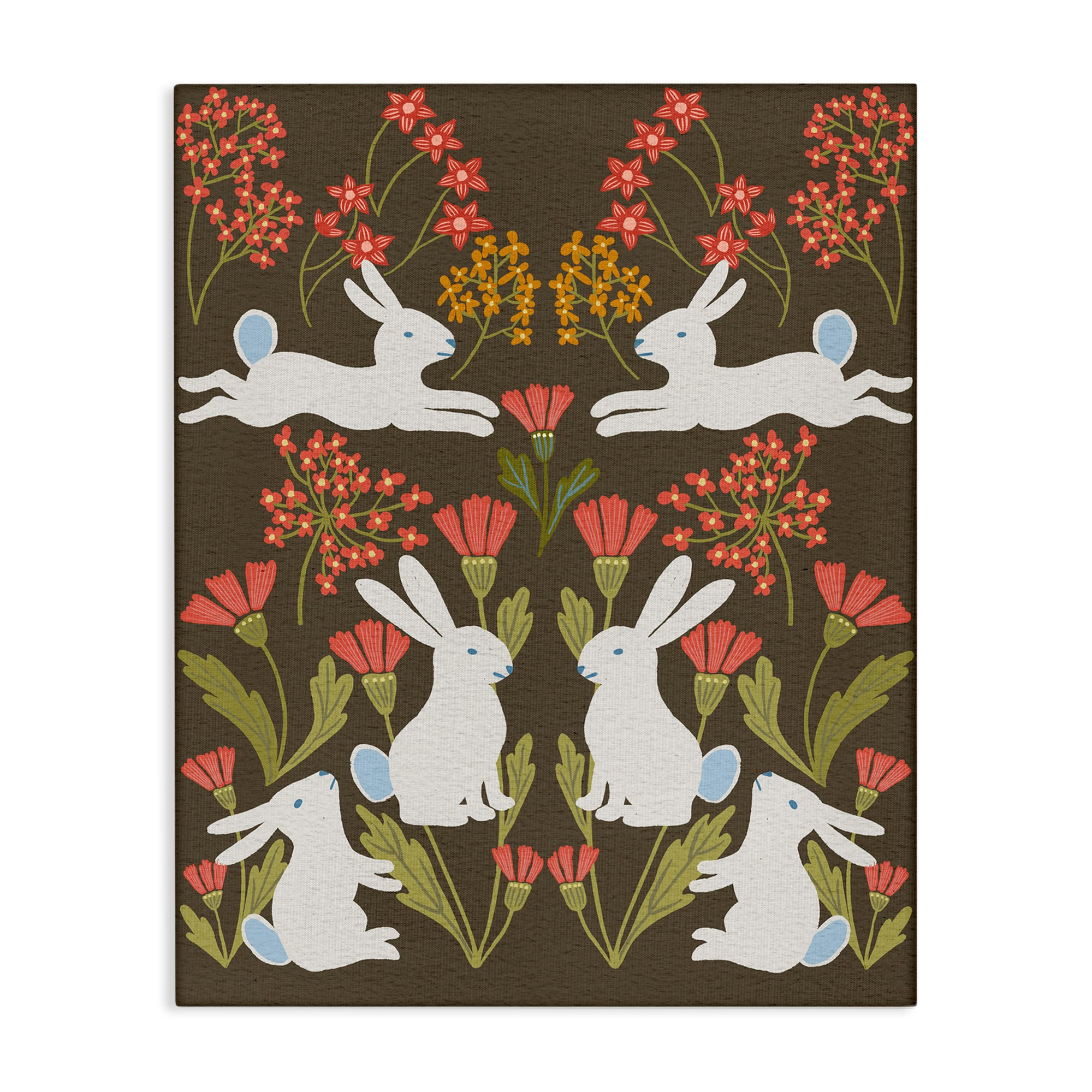 Stupell Industries Wild Spring Blooms & Rabbits Canvas Wall Art