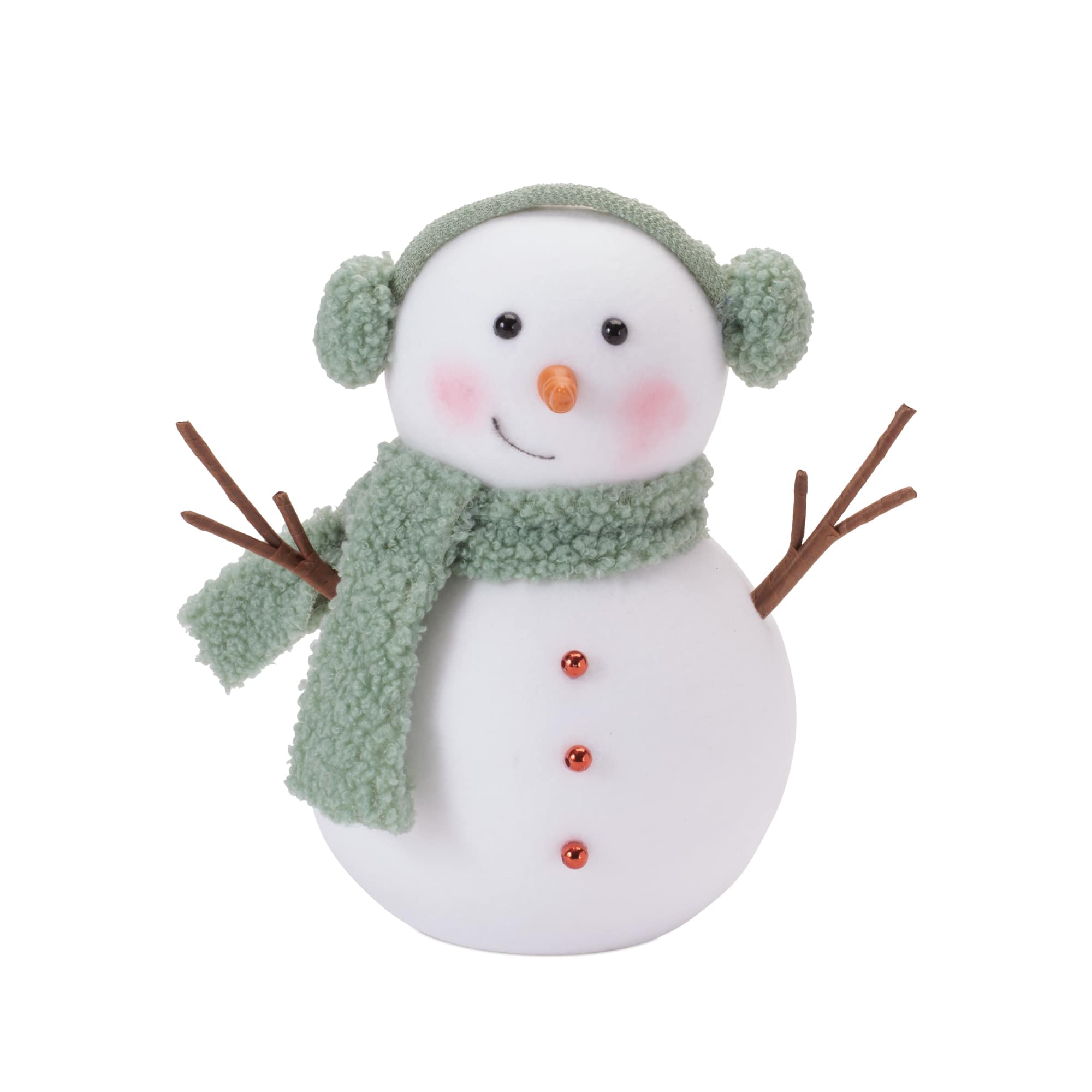 Melrose Snowman Plush Figurines with Knit Hats & Scarves Set