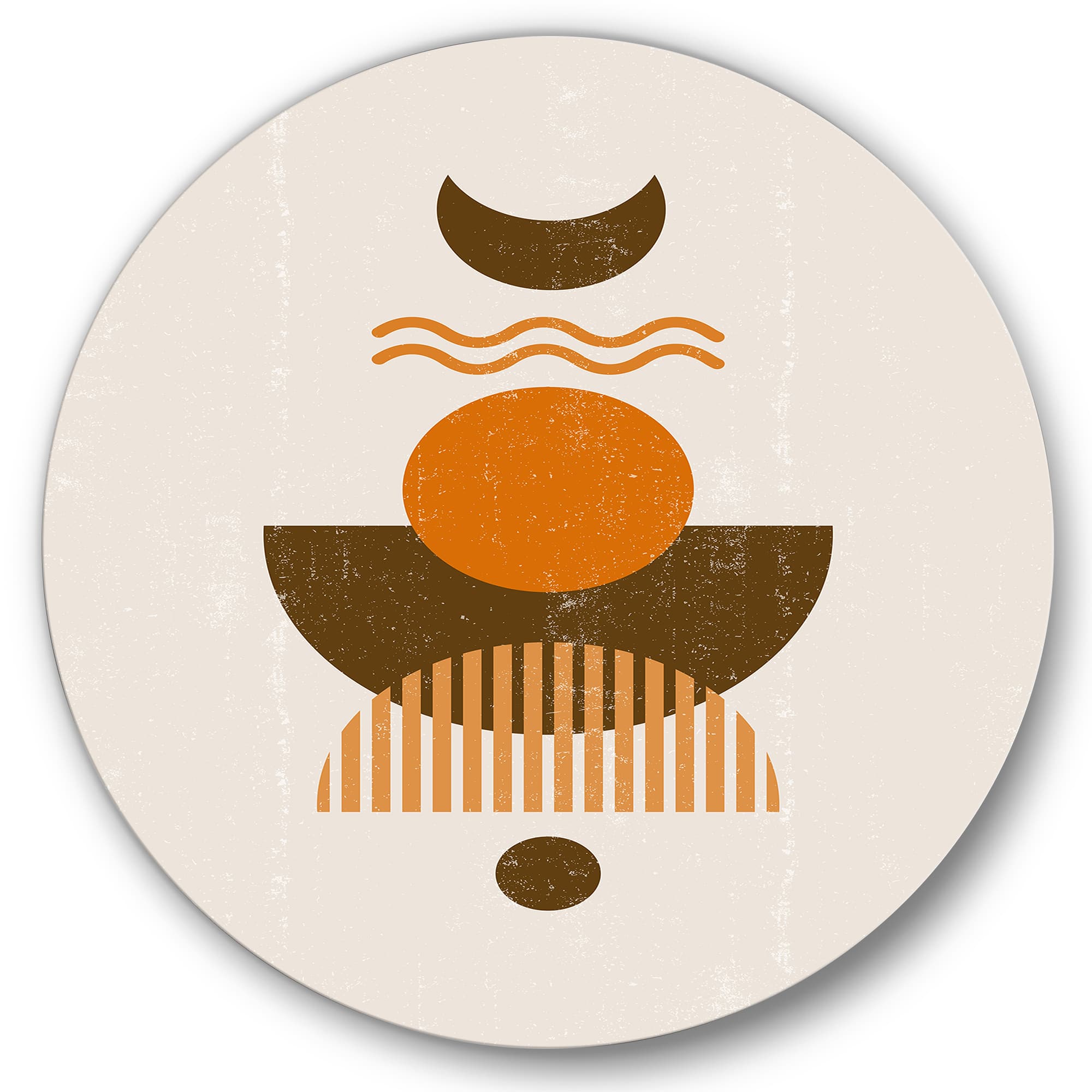 Designart - Abstract Sun and Moon In Earth Tones - Modern Metal Circle Wall Art