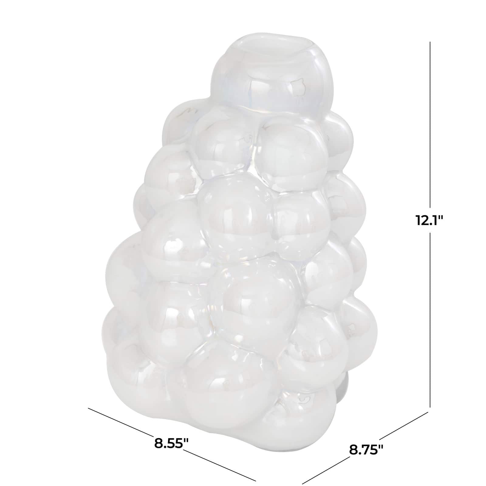 12" Clear Abstract Handmade Bubble Glass Vase