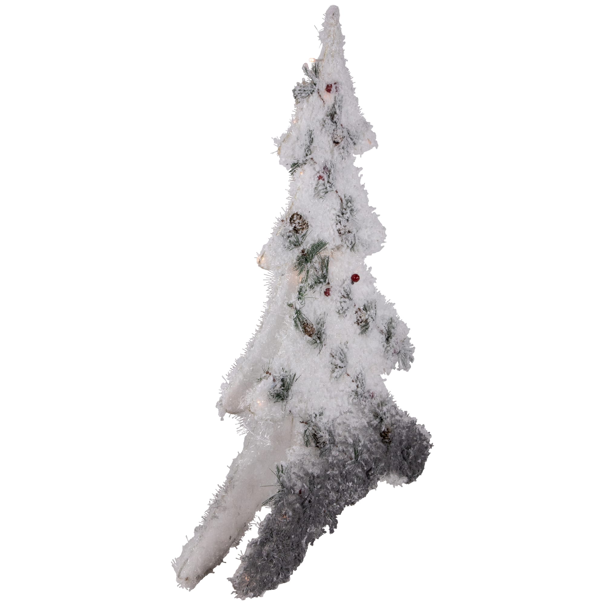 27.5" LED Lighted 2-D Tinsel & Pine Christmas Tree Decoration with Warm White Lights