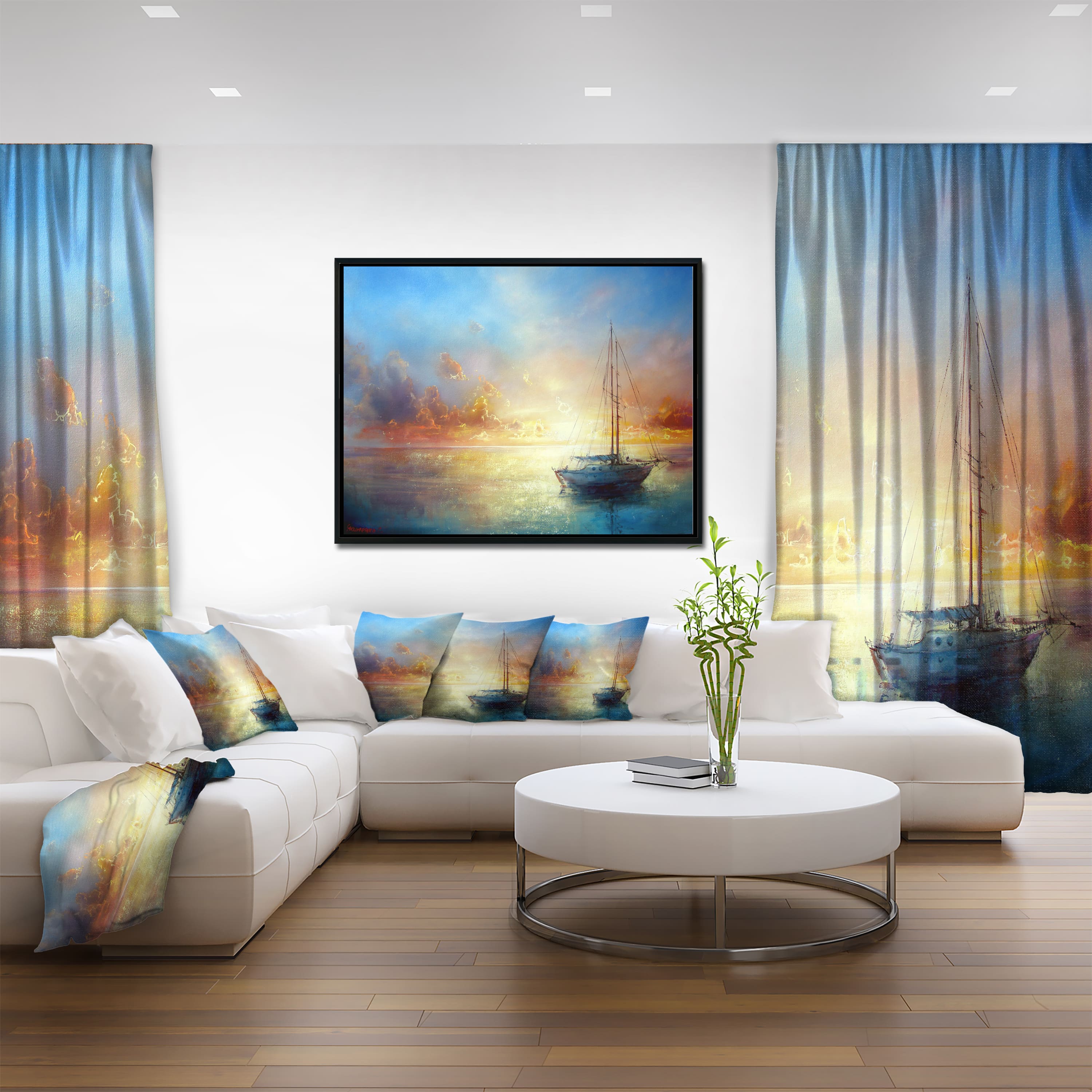 Designart - Seascape Pier - Seascape Framed Canvas Art Print