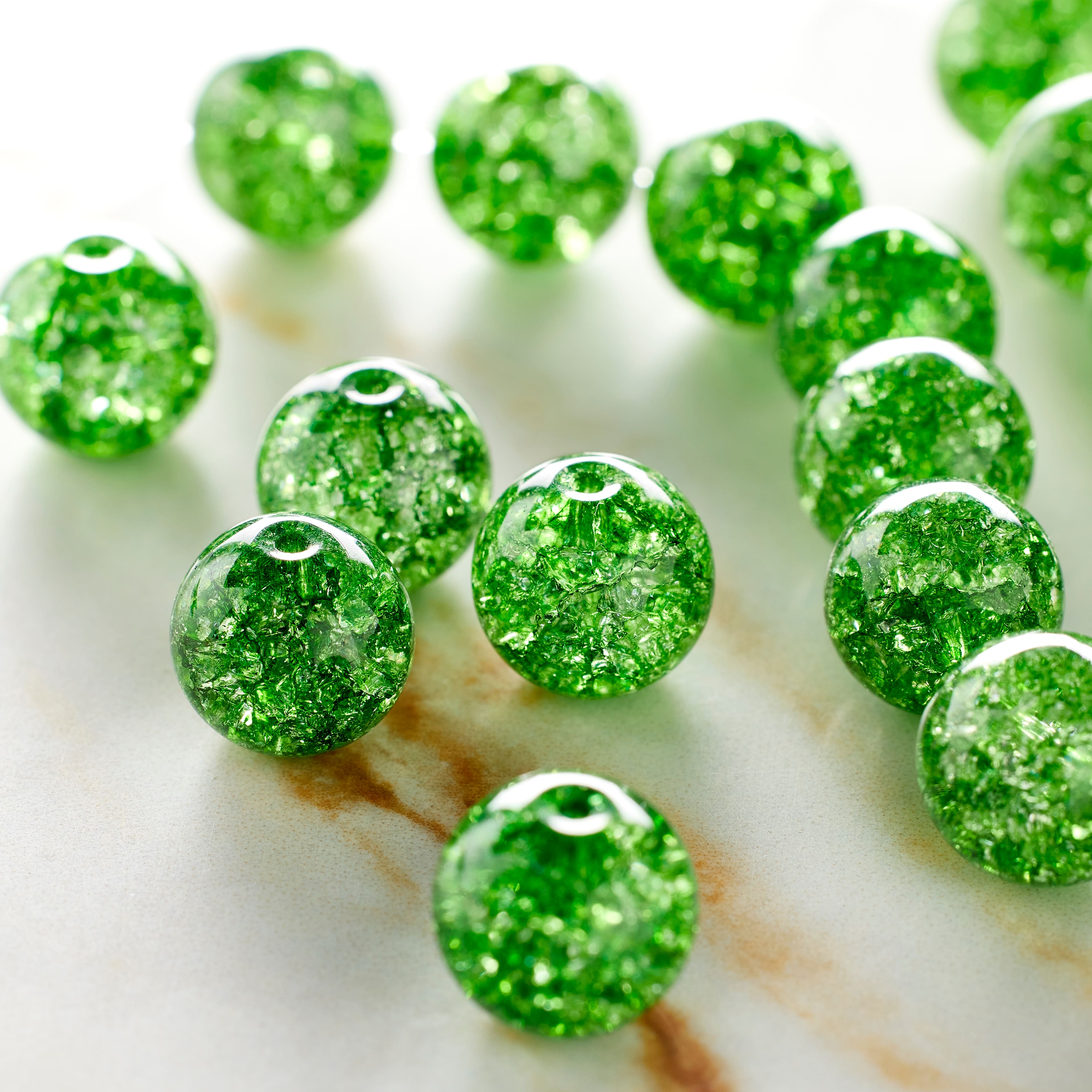 Green Crackled Quartz Round Beads, 10mm by Bead Landing™