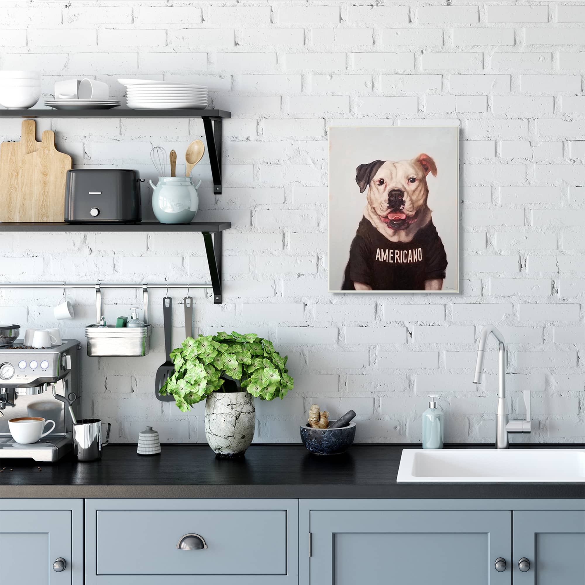 Stupell Industries American Bulldog in Americano T-Shirt Wall Plaque