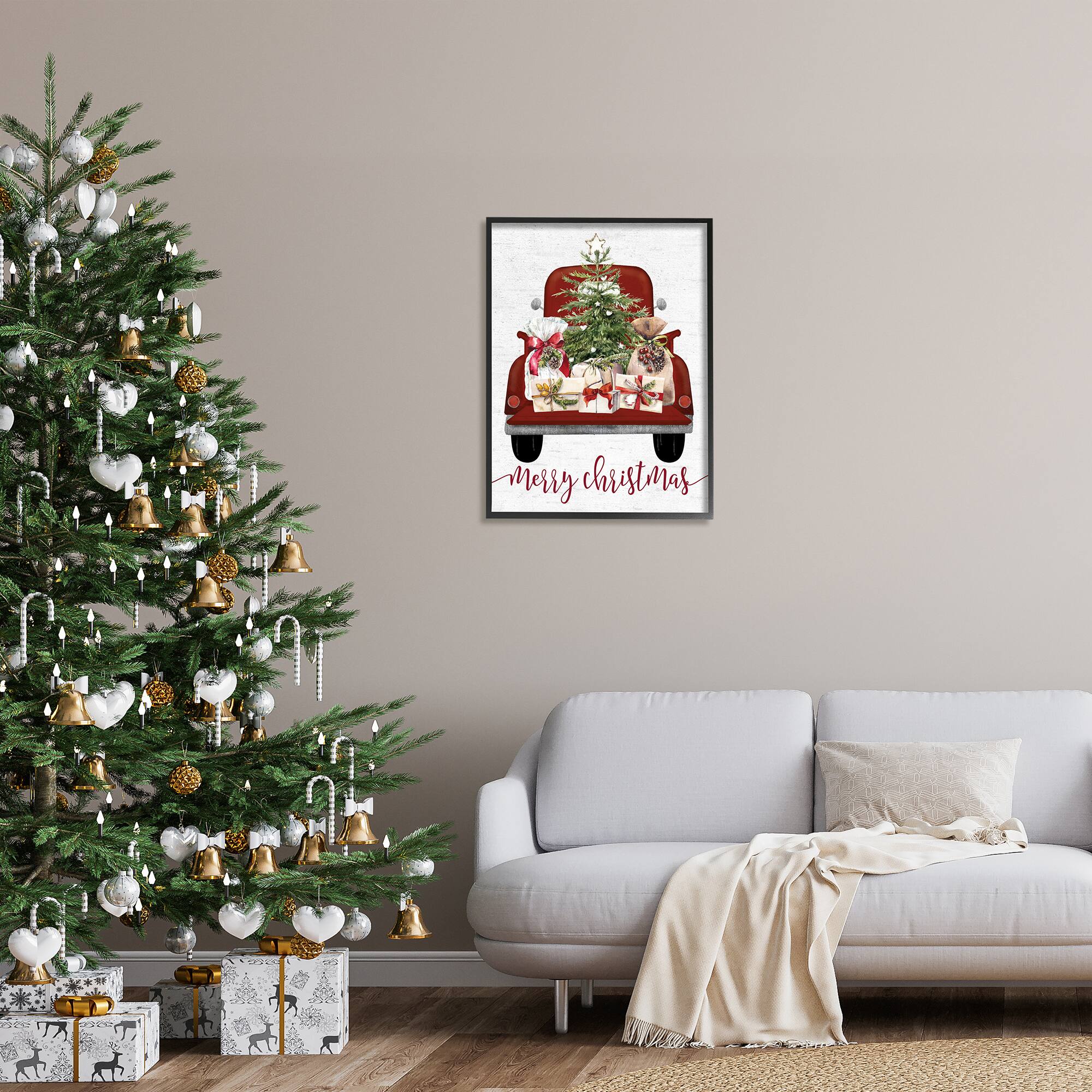 Stupell Industries Merry Christmas Holiday Presents Framed Giclee Art