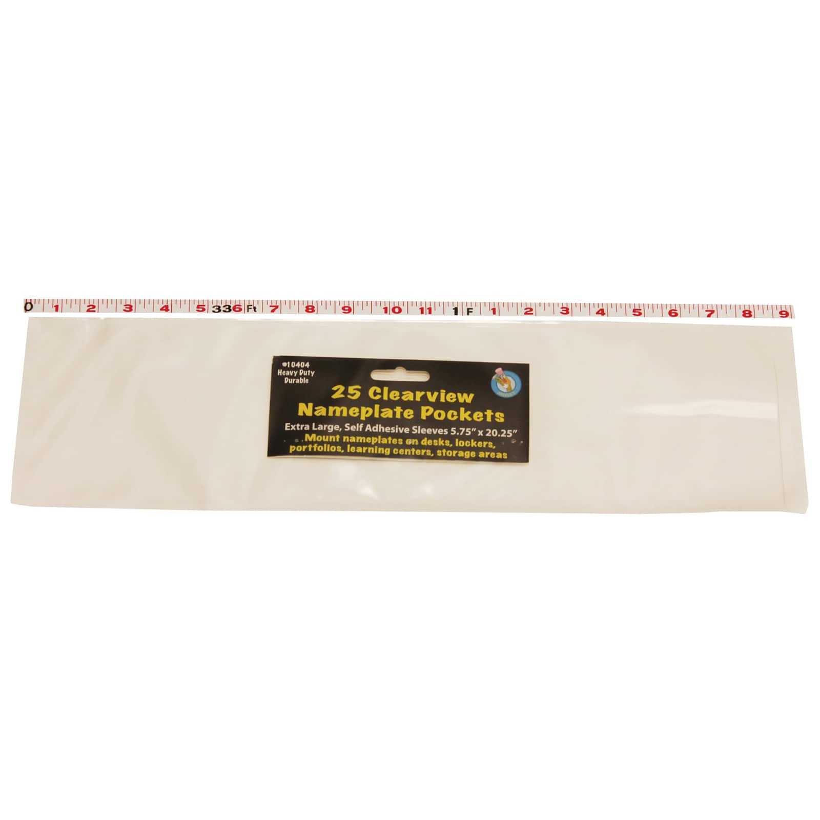 Ashley Productions Clear View Self-Adhesive Extra Large Name Plate Pocket 5.75" x 21", 2 packs of 25