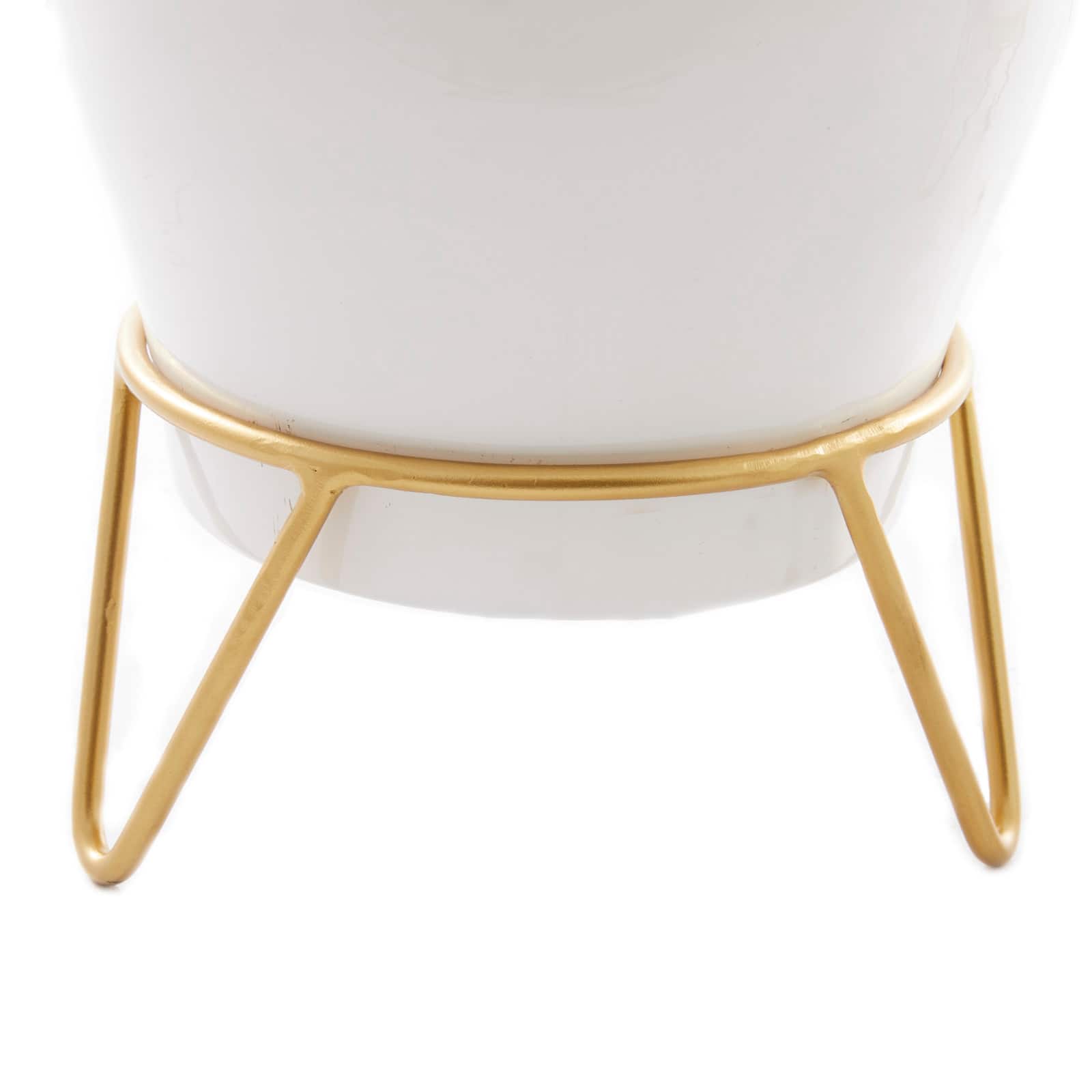 Set of 2 White Iron Modern Planter, 11" x 10" x 10"