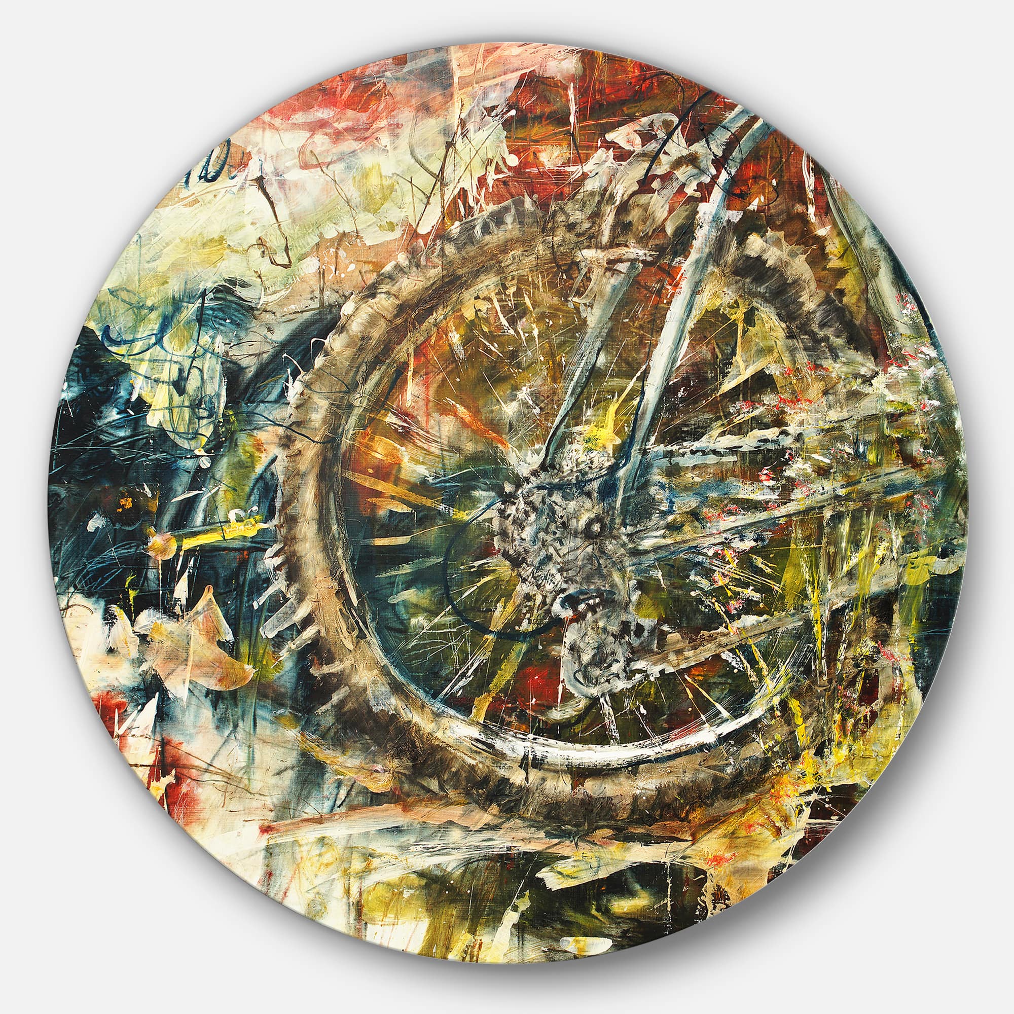 Designart - Mountain Bike Oil Painting' Disc Abstract Metal Artwork