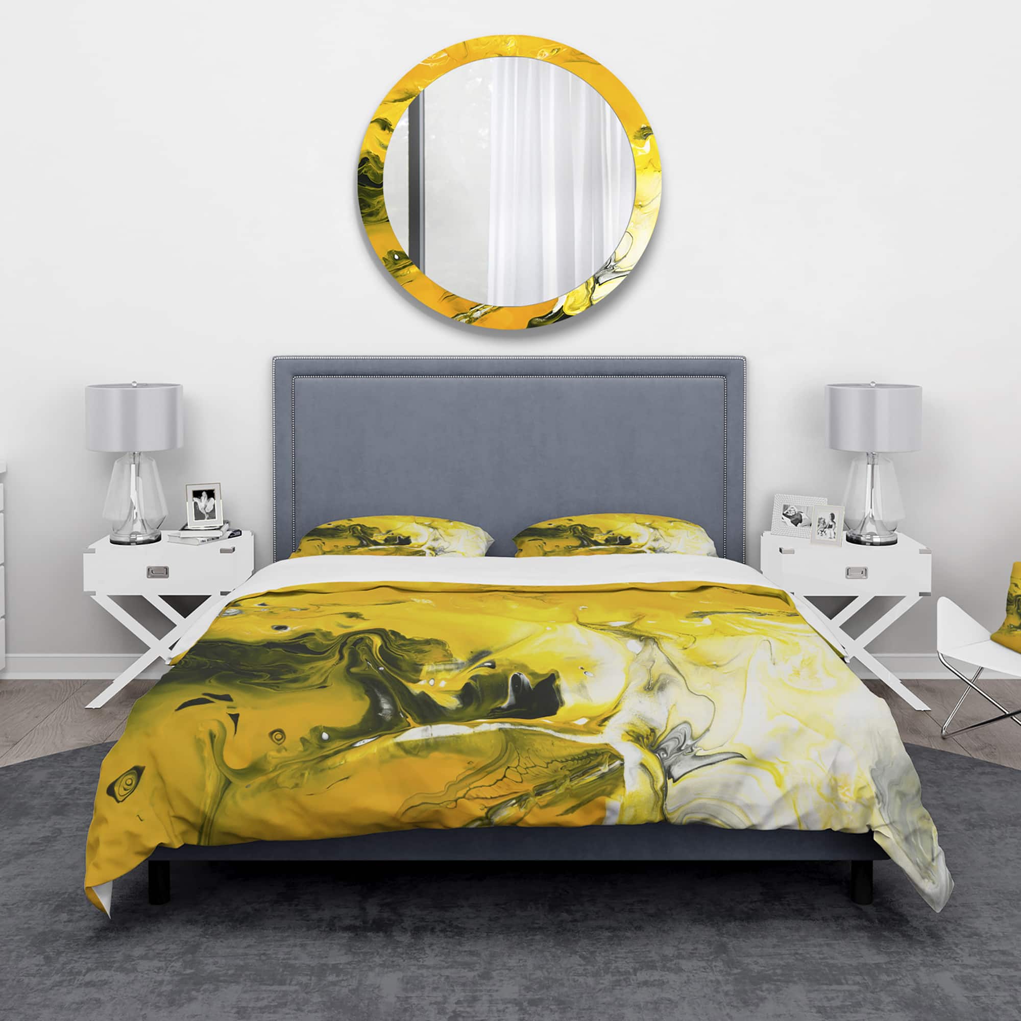 Designart 'Yellow Acrylic Marble' Modern & Contemporary Bedding Set - Duvet Cover & Shams