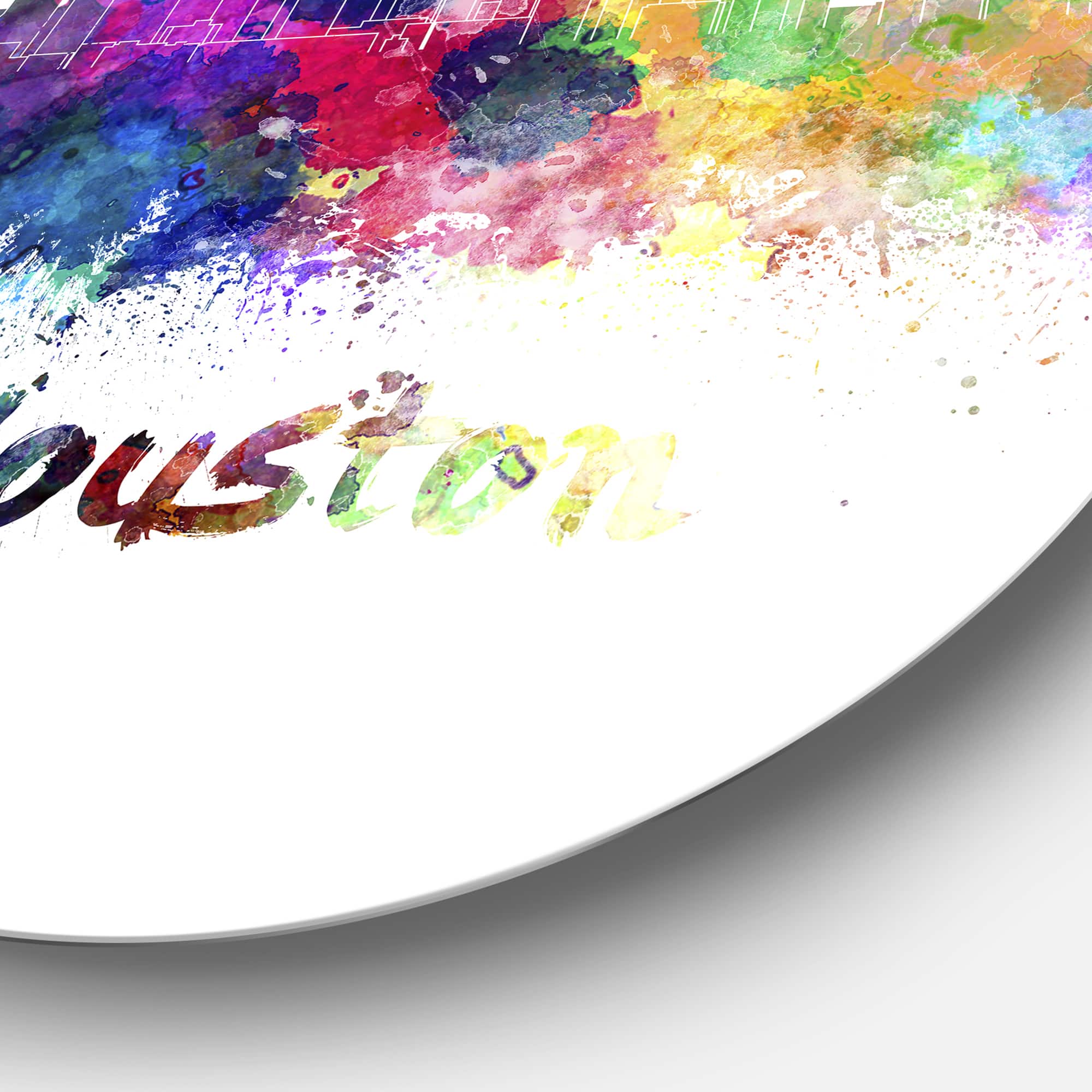 Designart - Houston Skyline' Disc Cityscape Metal Artwork Print