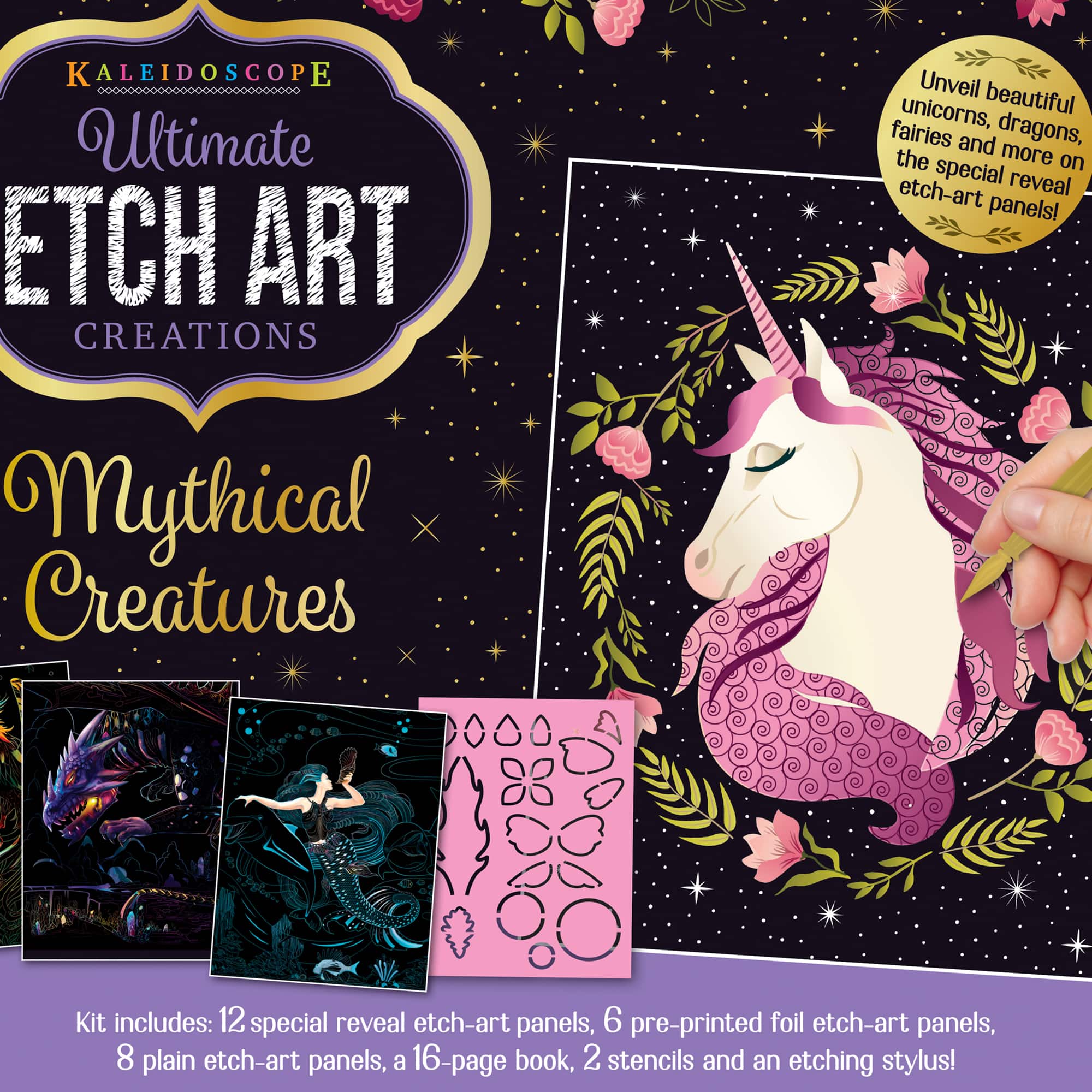 Hinkler Mythical Creatures Kaleidoscope Ultimate Etch Art Kit