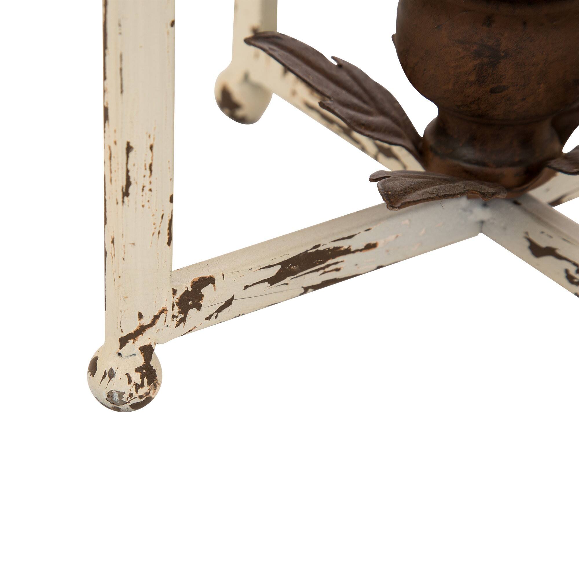 16.5" Modern Farmhouse White & Brown Metal Candle Lantern Set