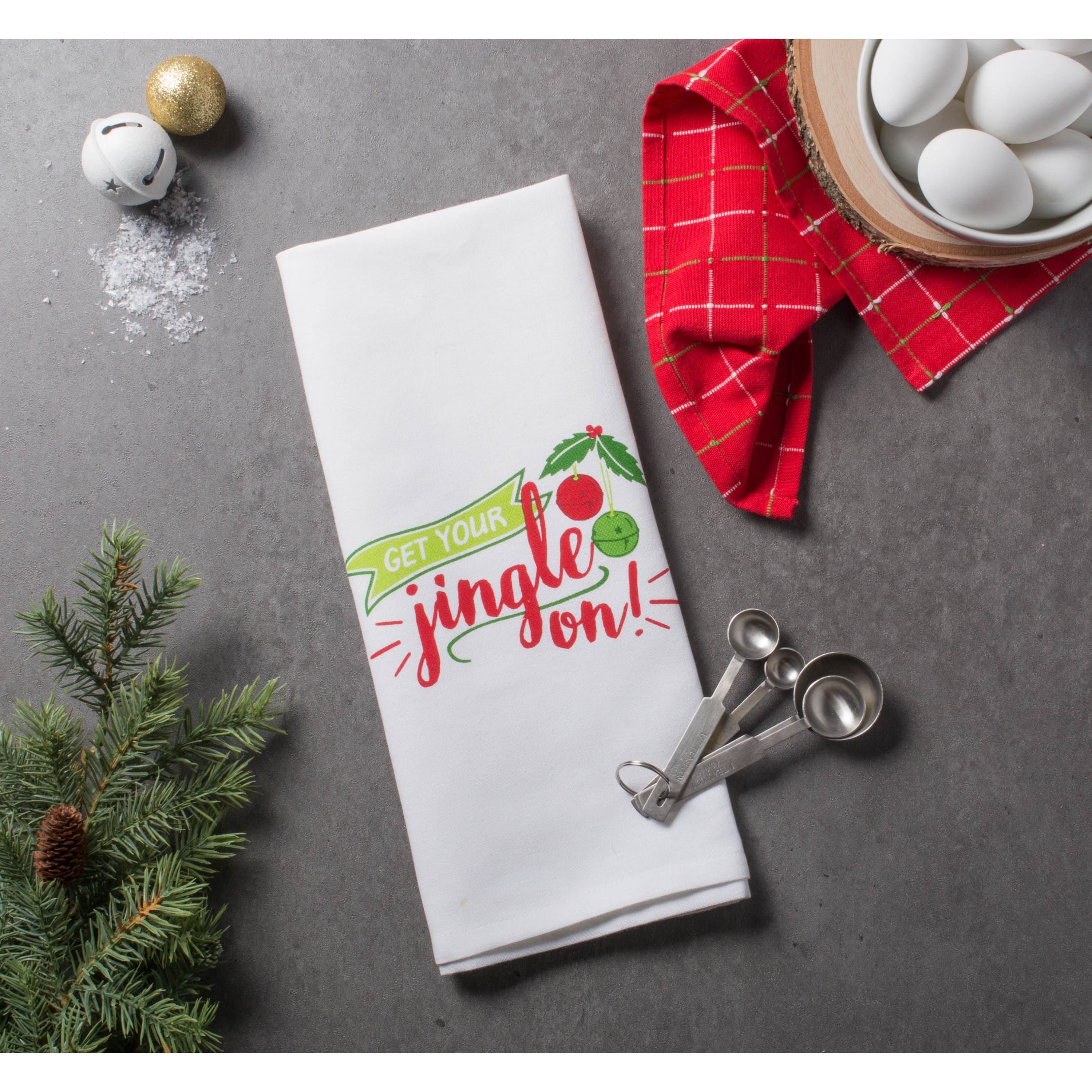 DII® Assorted Jingle On Holiday Printed Dishtowel Set