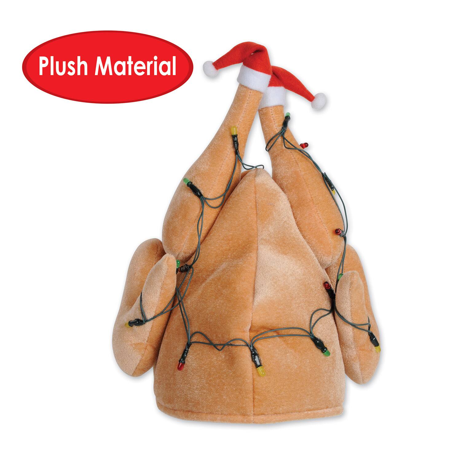 Beistle Adult Light Up Christmas Turkey Plush Hat
