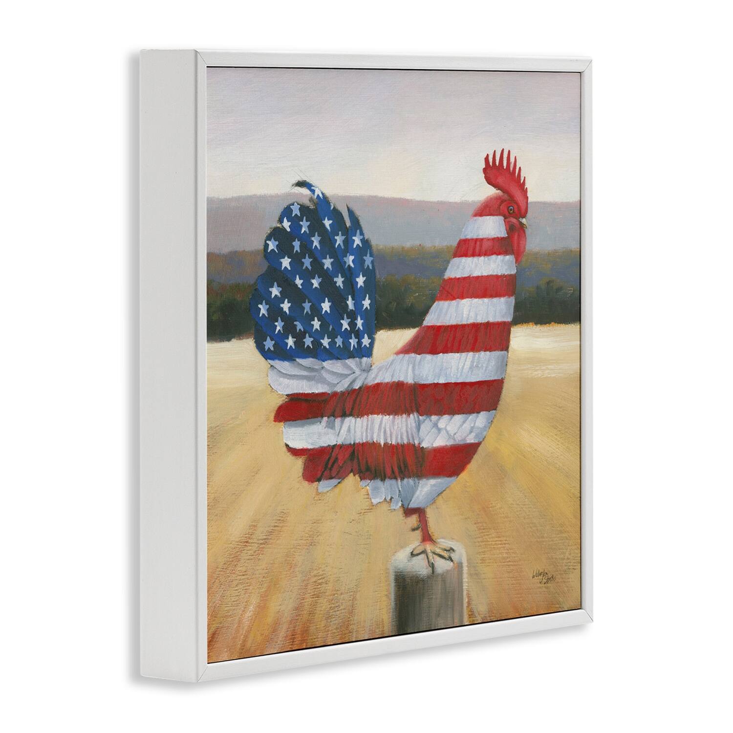 Stupell Industries American Flag Rooster Framed Giclee Art