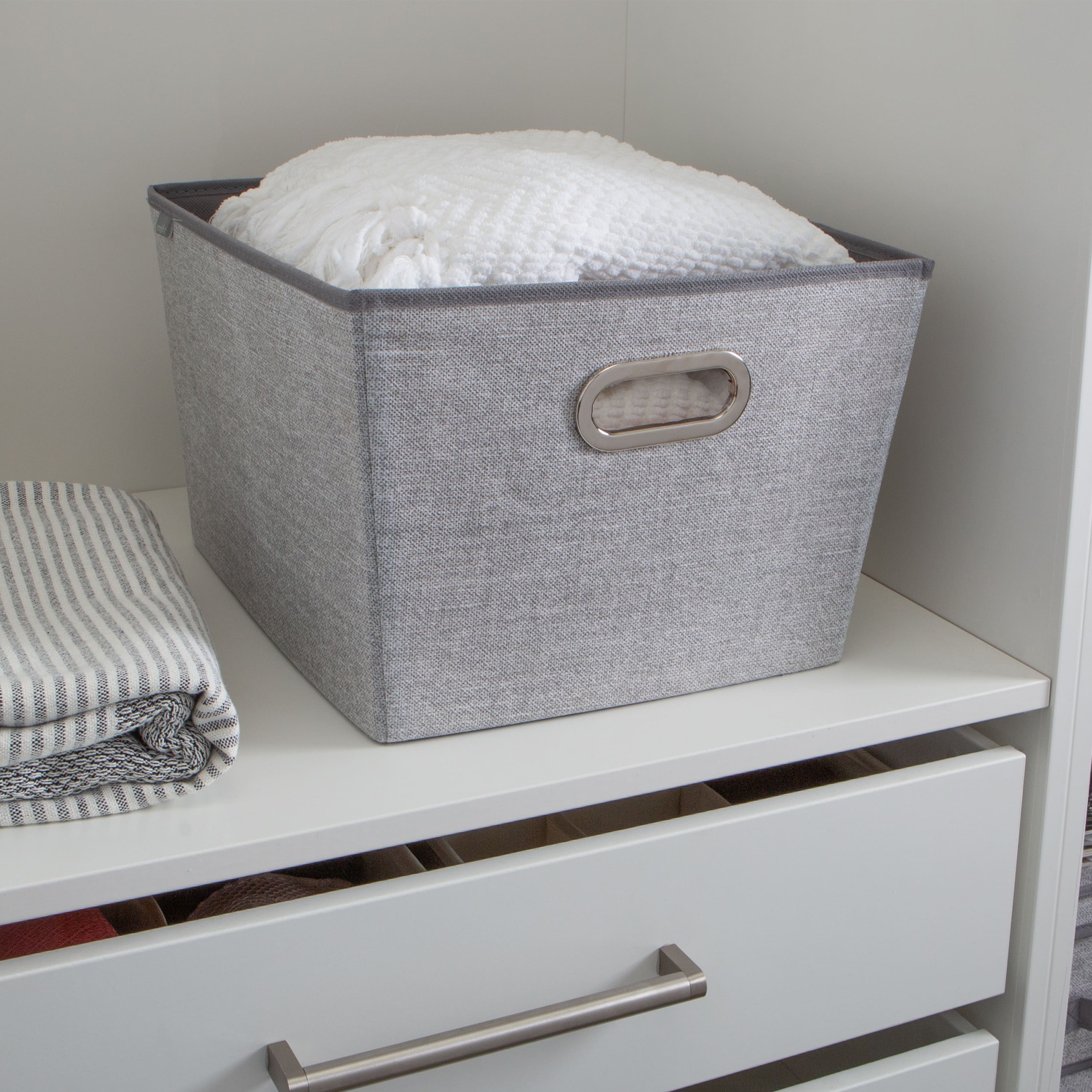 Simplify Large Heather Gray Grommet Storage Bin