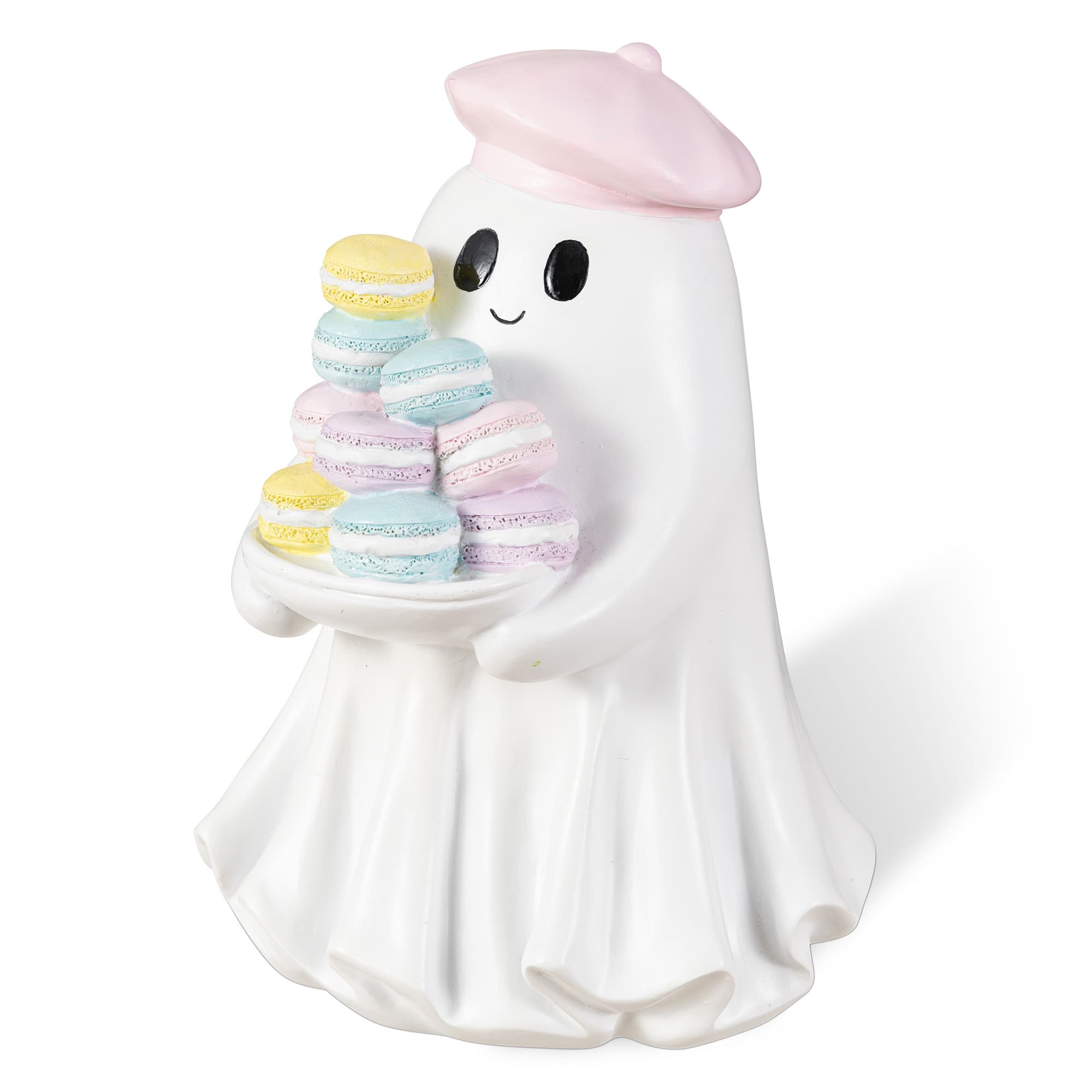 Glitzhome® 9.75" Halloween Polyresin Ghost with Macarons Table Decor