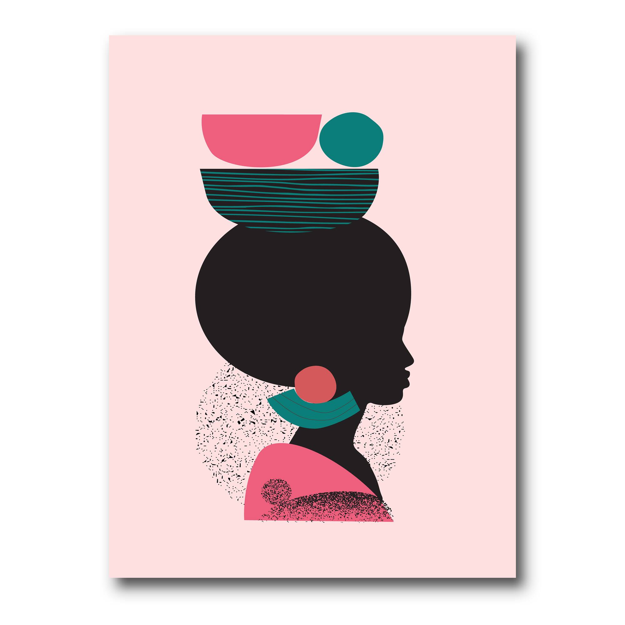 Designart - Ethnic Geometric Silhouette of African American II - Modern Canvas Wall Art Print