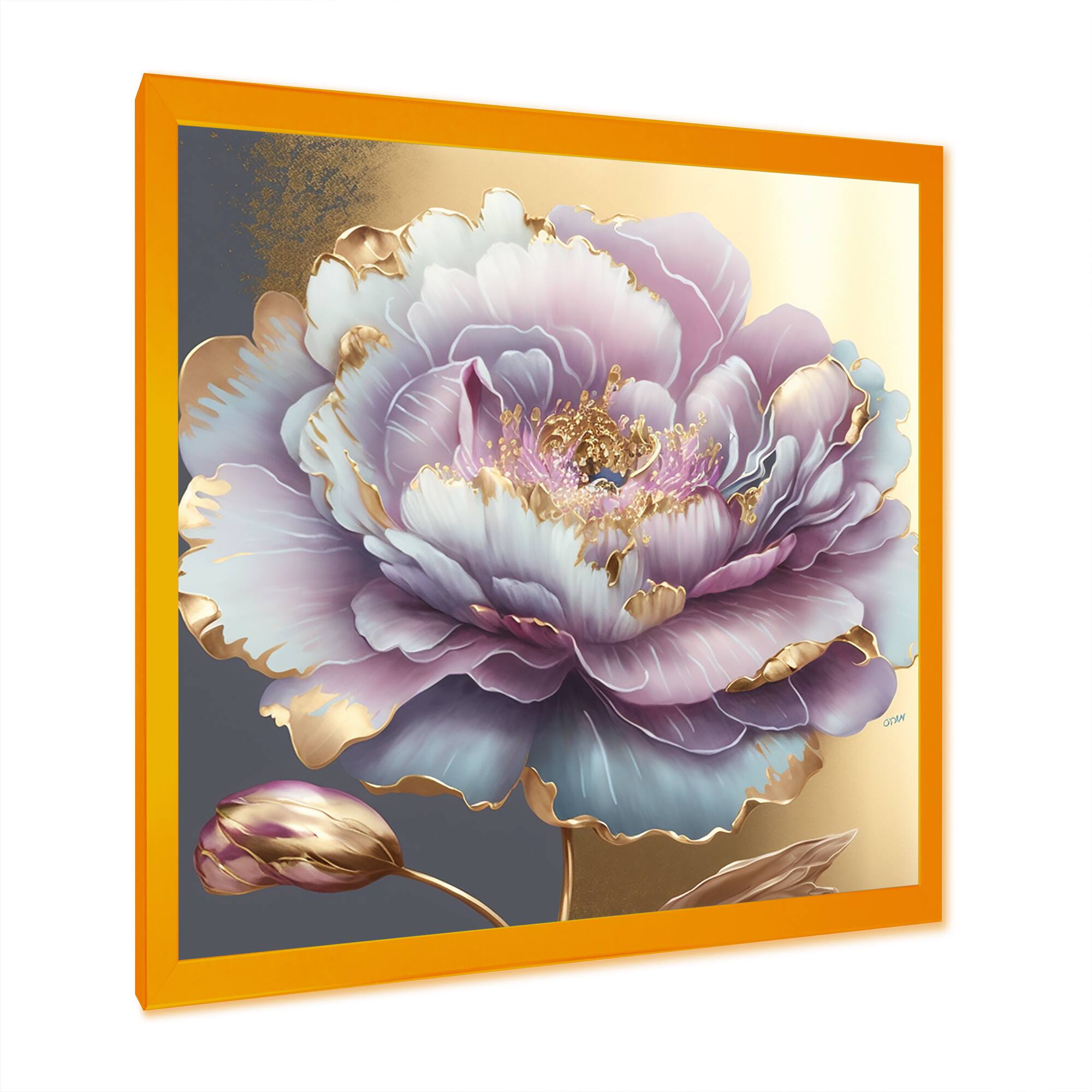 Designart 'Purple Hue Single Flower I' Floral & Botanical Framed Canvas Wall Art