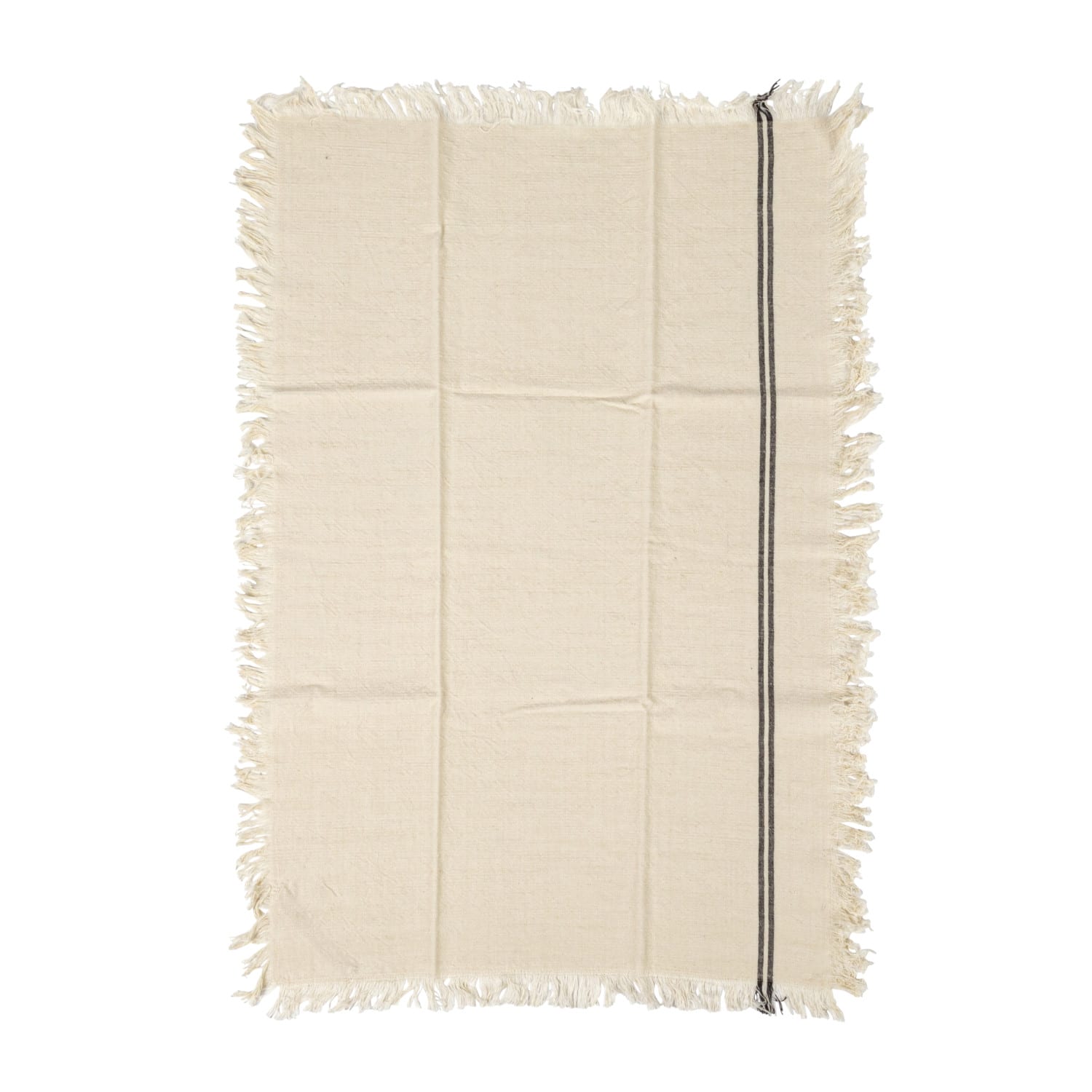 Hello Honey® Natural & Black Stripes Woven Cotton Tea Towels with Fringe Set