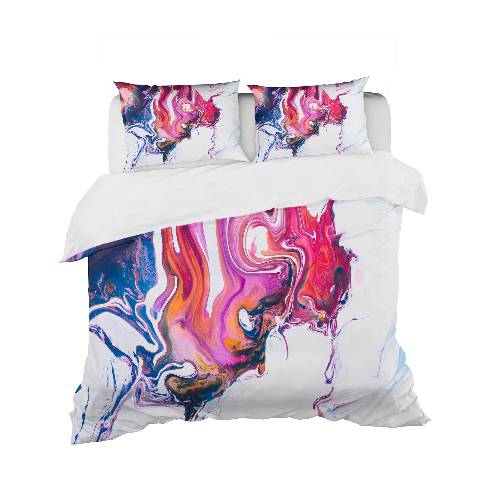 Designart 'Purple, Pink and Blue Marble Composition' Mid-Century Modern Bedding Set - Duvet Cover & Shams