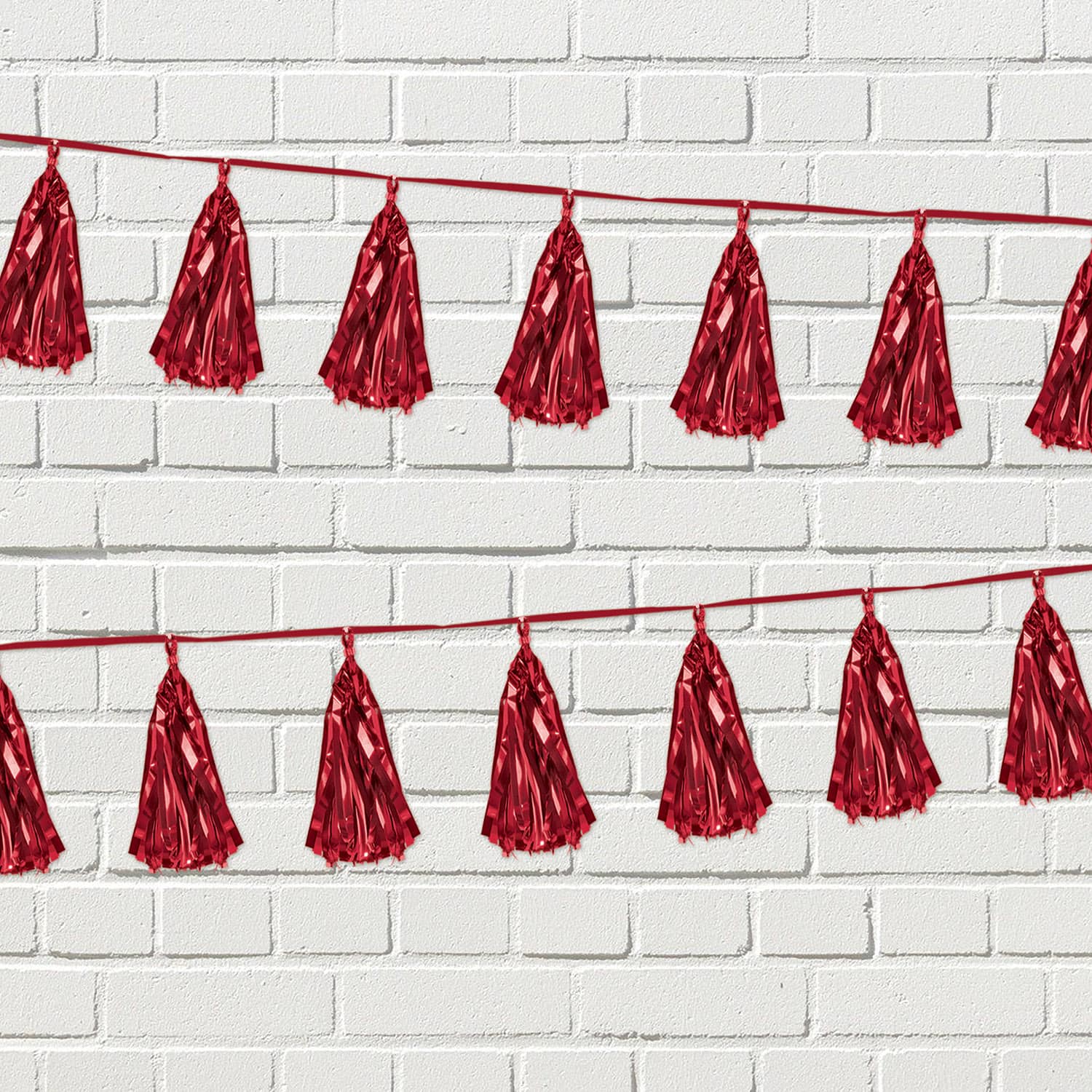 Beistle 8ft. Red Metallic Tassel Garlands, 2ct.