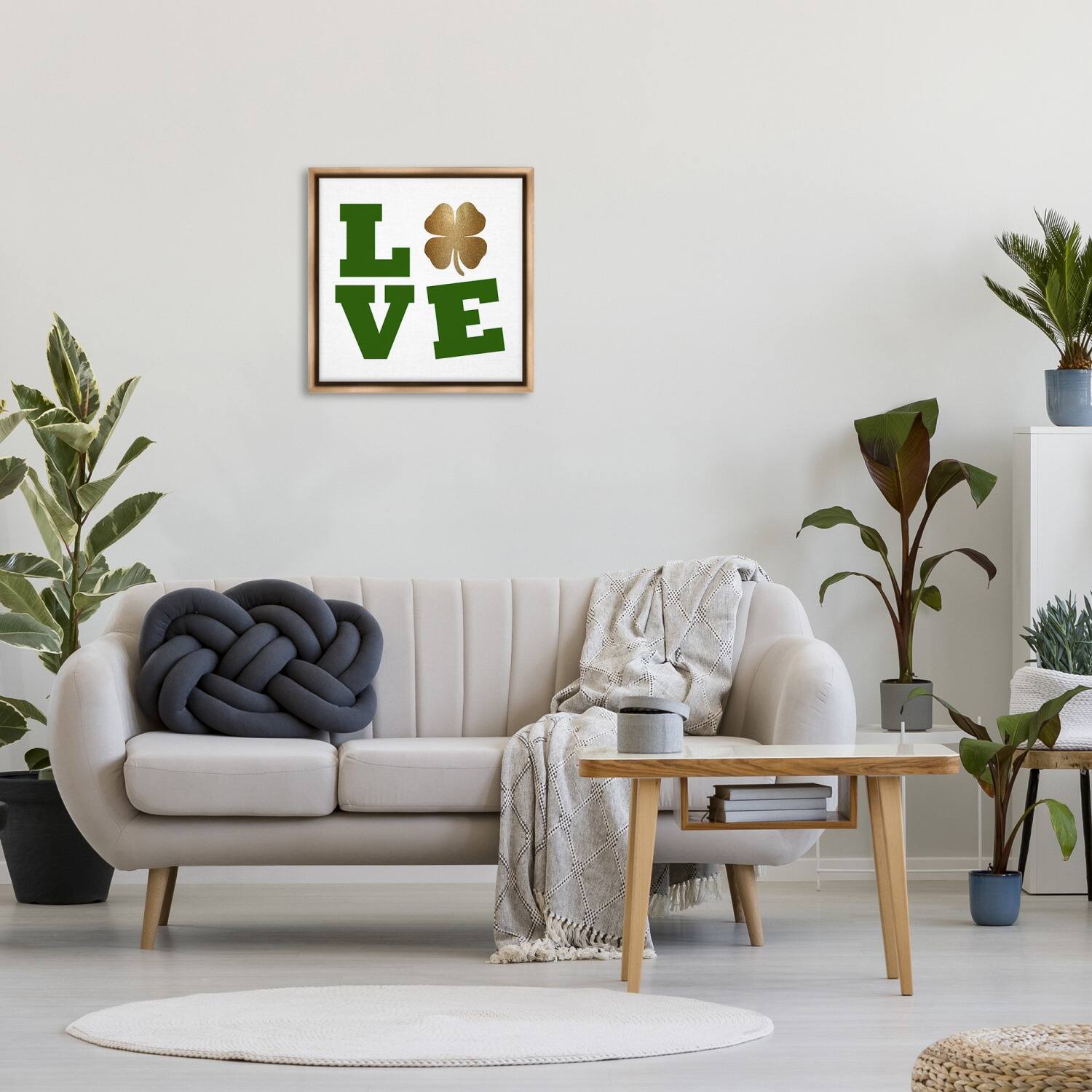 Stupell Industries St Patrick's Day Clover Love Floater Framed Art